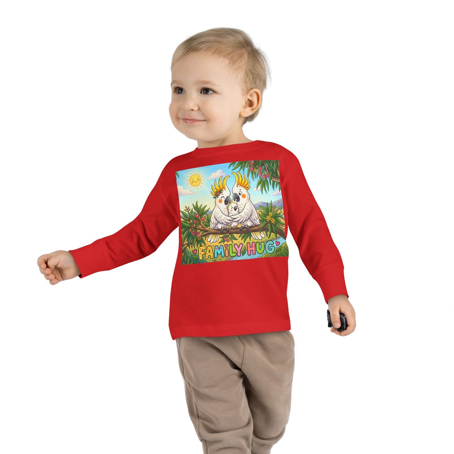 Family Hug Cockatoo Toddler Long Sleeve Tee