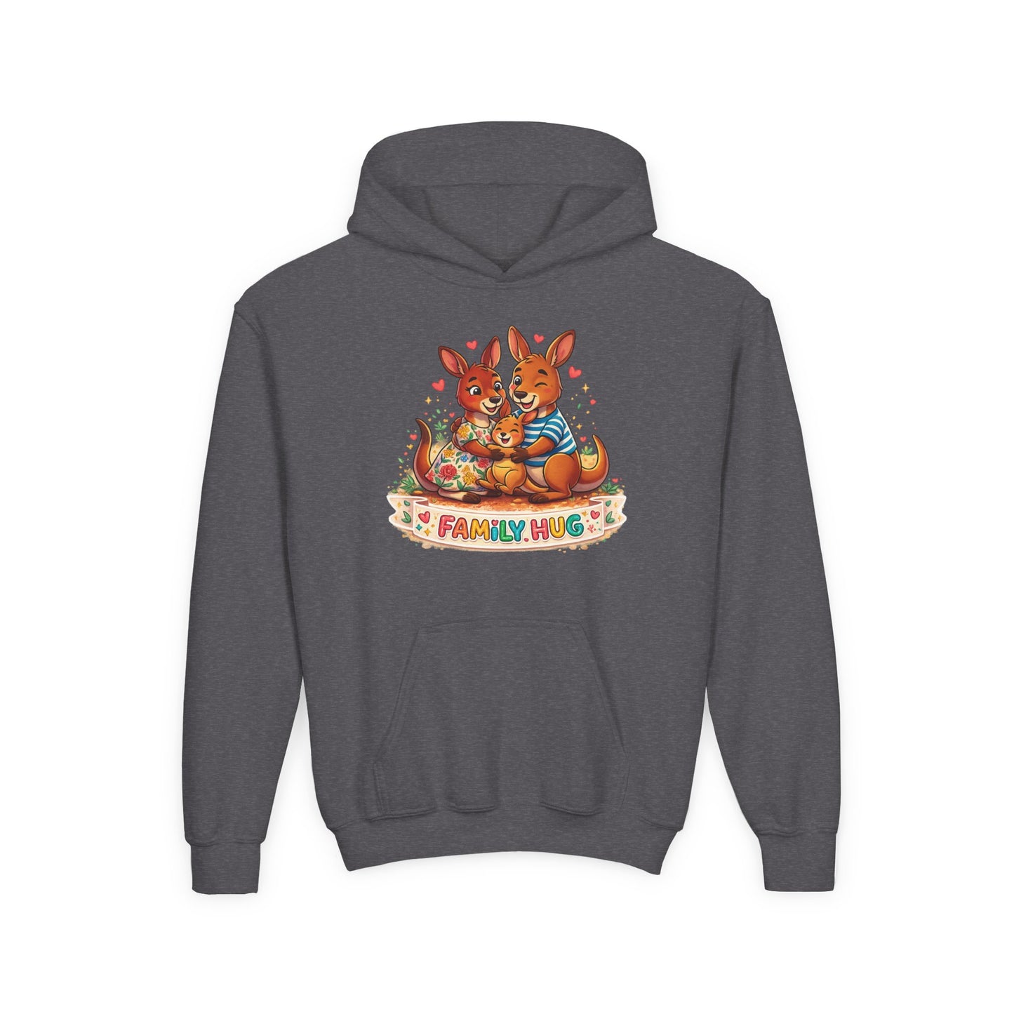 Family Hug Kangaroo Youth Heavy Blend Hooded Sweatshirt