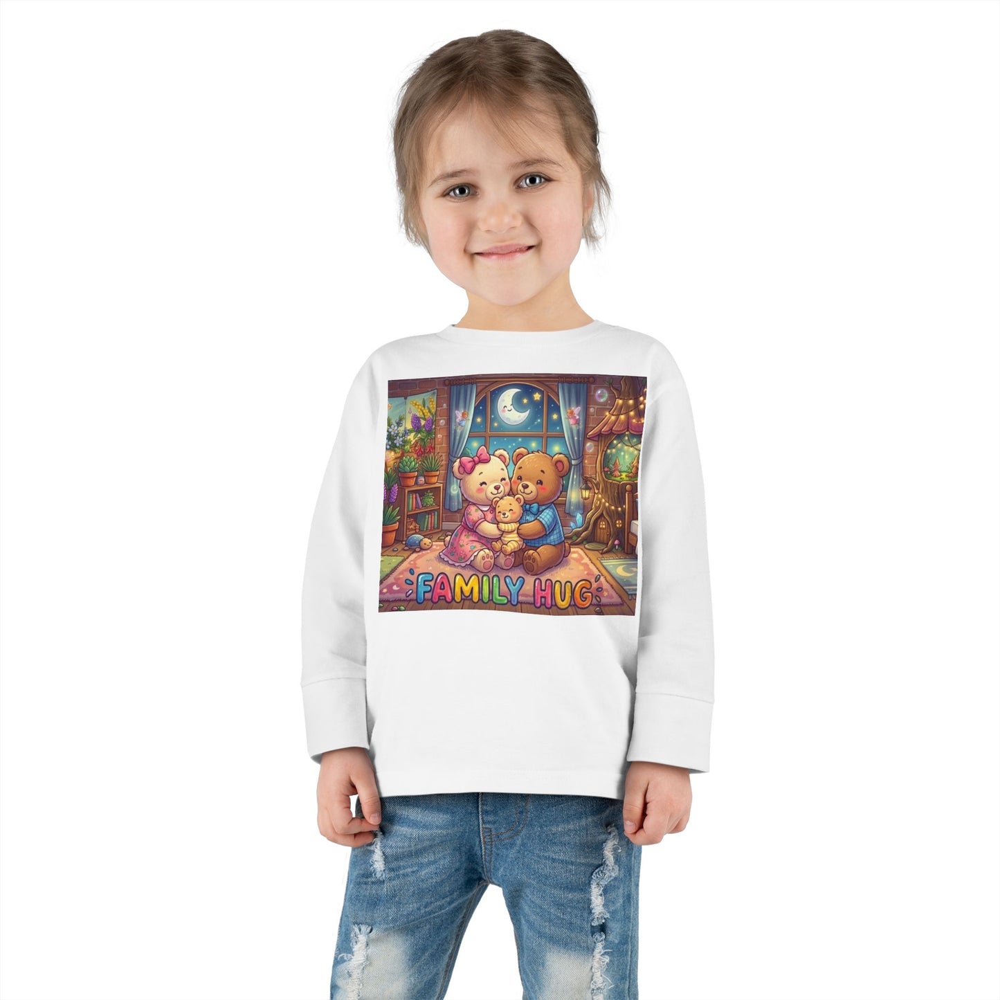 Family Hug Teddy Toddler Long Sleeve Tee