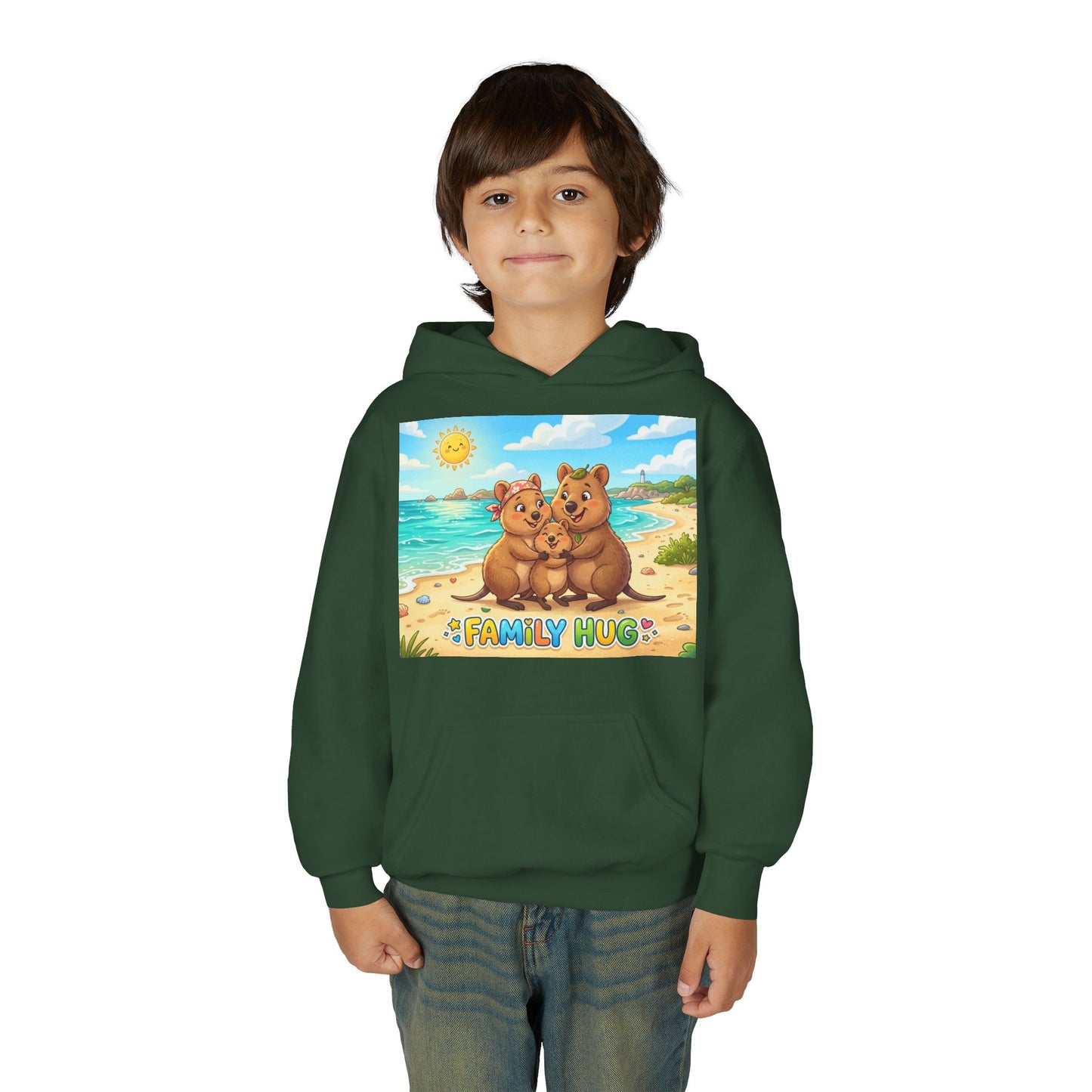 Family Hug Quokka Youth Heavy Blend Hooded Sweatshirt