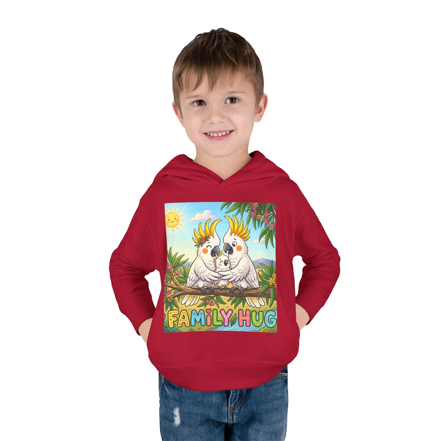 Family Hug Cockatoo Toddler Pullover Fleece Hoodie