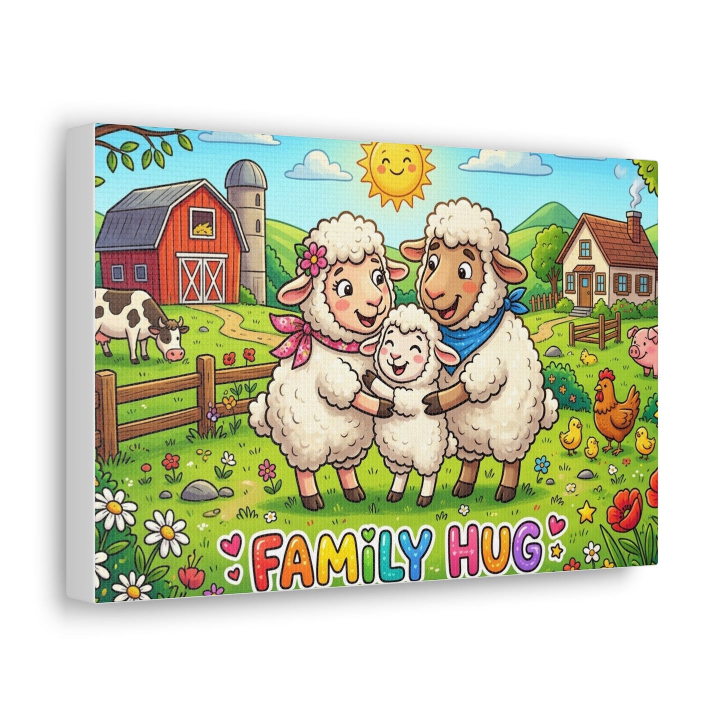 Family Hug Lamb Classic Canvas