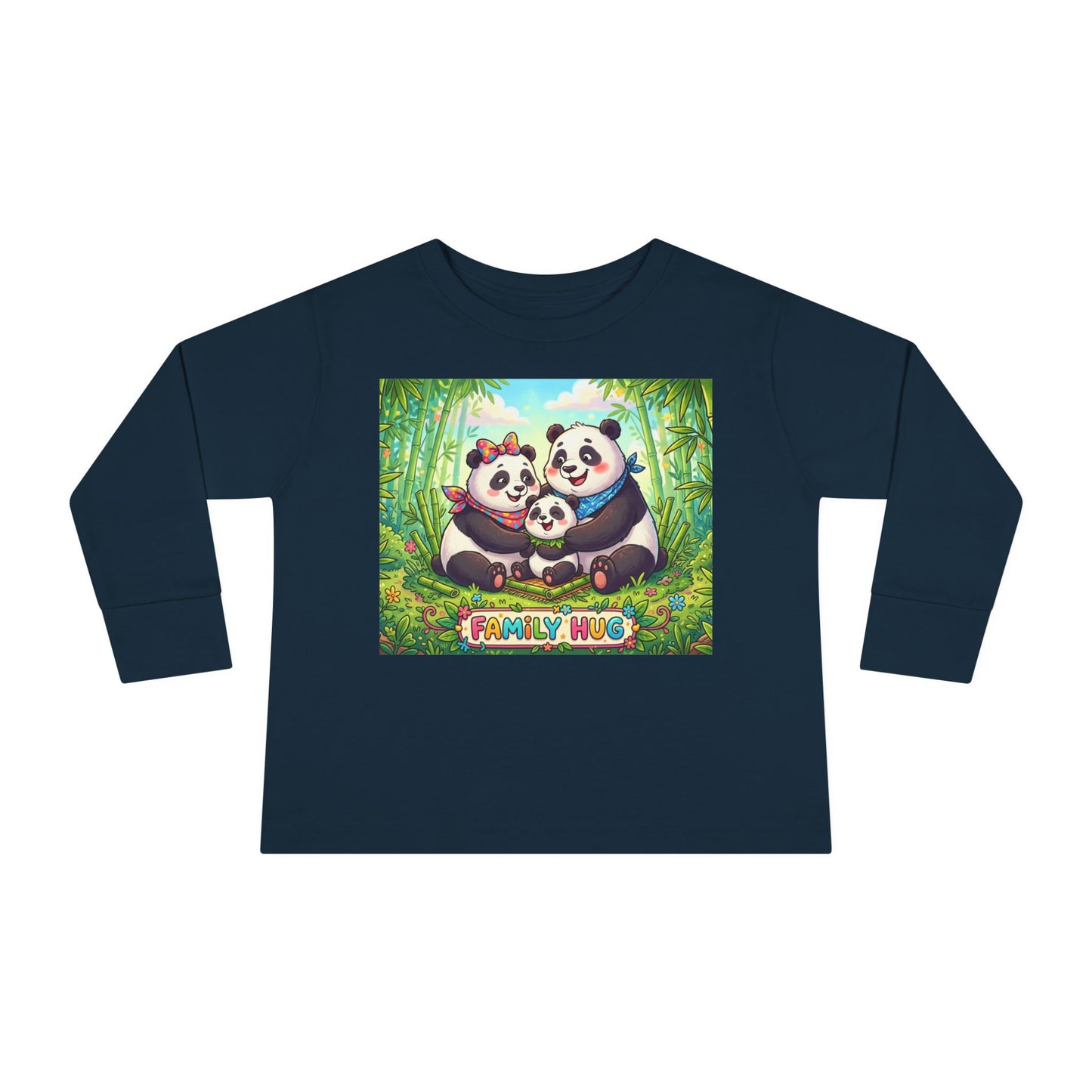 Family Hug Panda Toddler Long Sleeve Tee