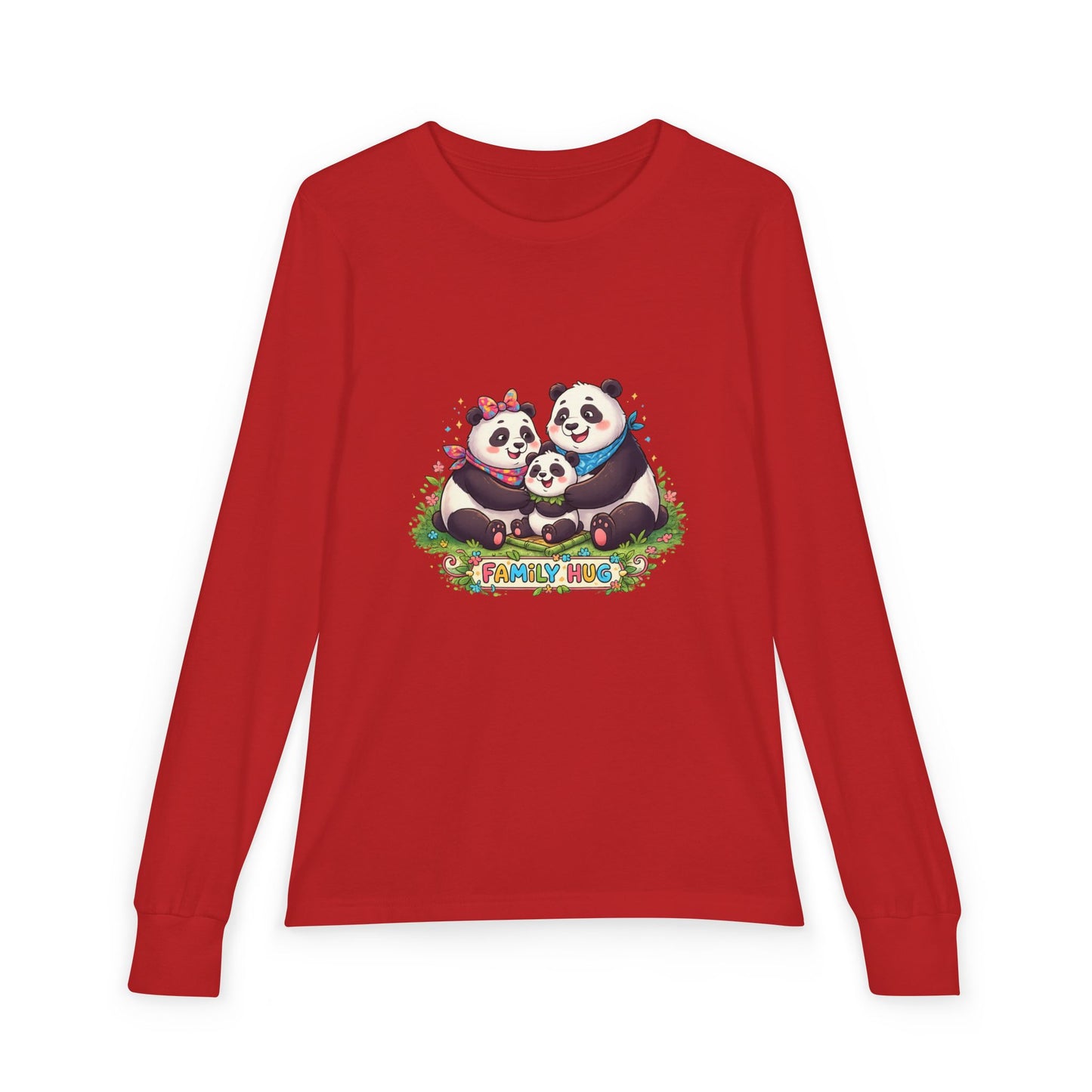 Family Hug Panda Youth Jersey Long Sleeve Tee