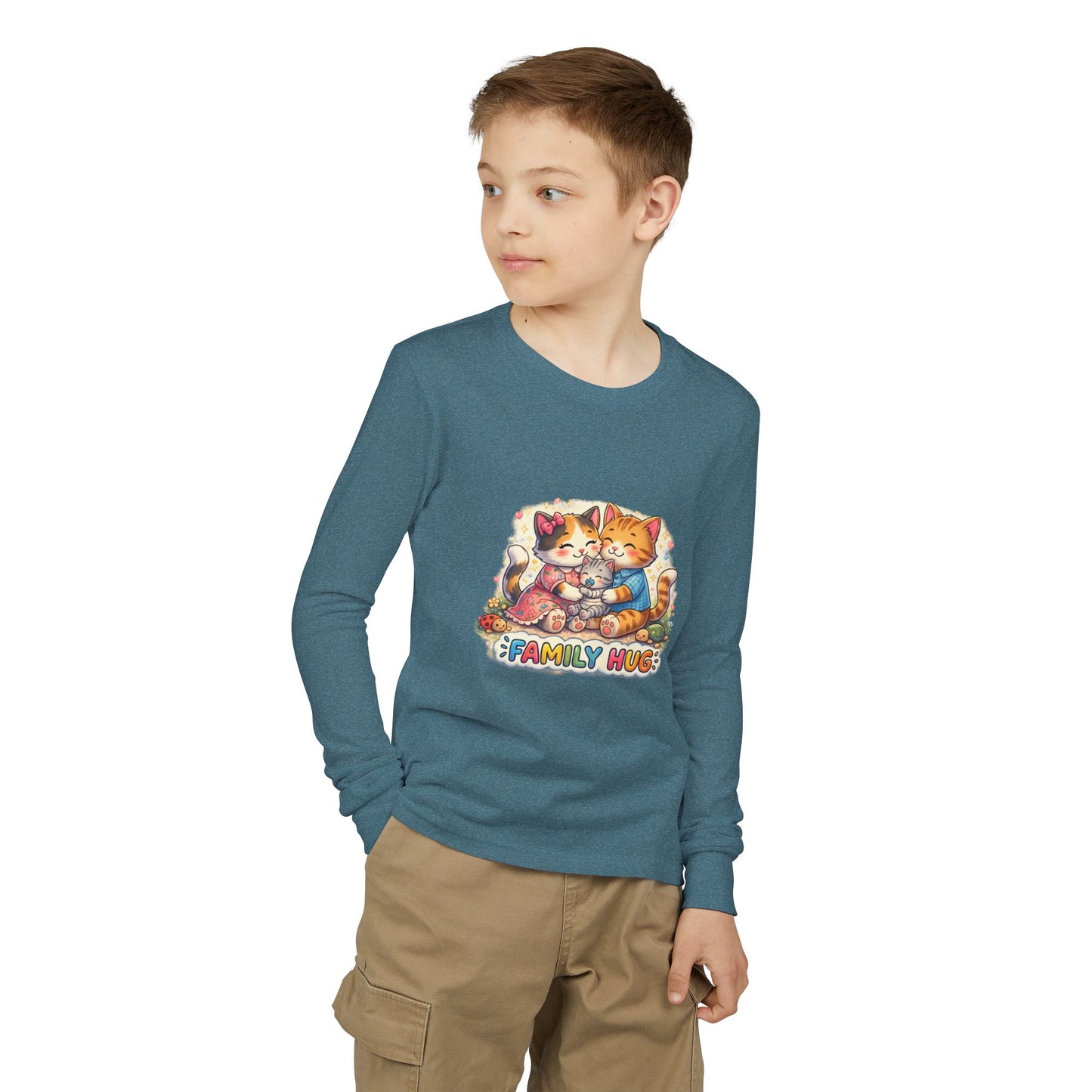 Family Hug Kitten Youth Jersey Long Sleeve Tee