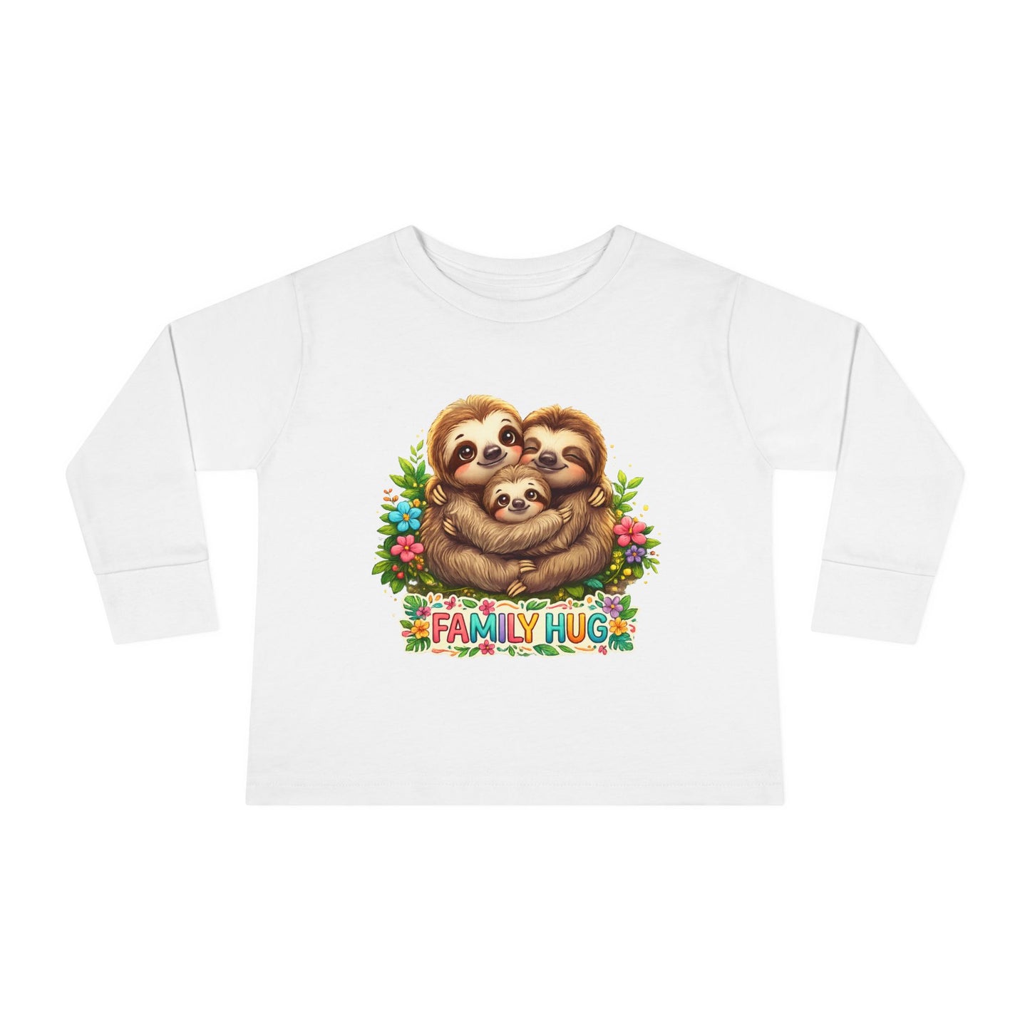 Family Hug Sloth Toddler Long Sleeve Tee