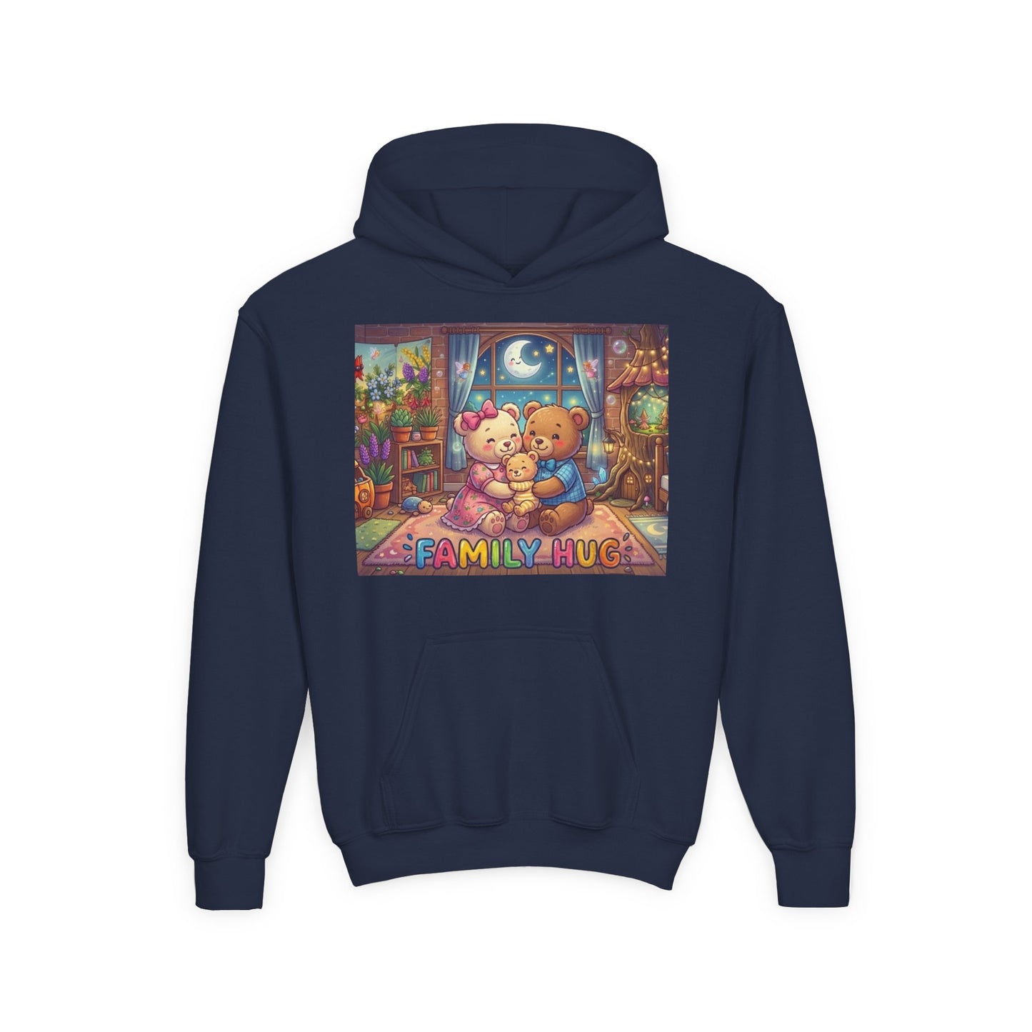 Family Hug Teddy Youth Heavy Blend Hooded Sweatshirt