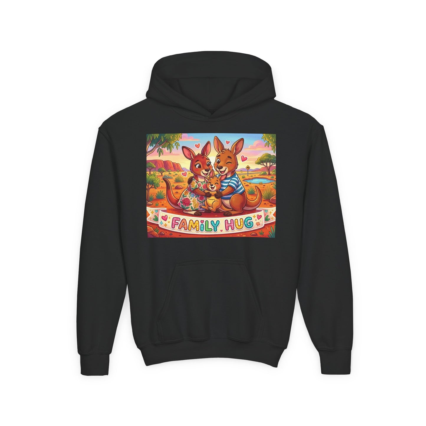 Family Hug Kangaroo Youth Heavy Blend Hooded Sweatshirt