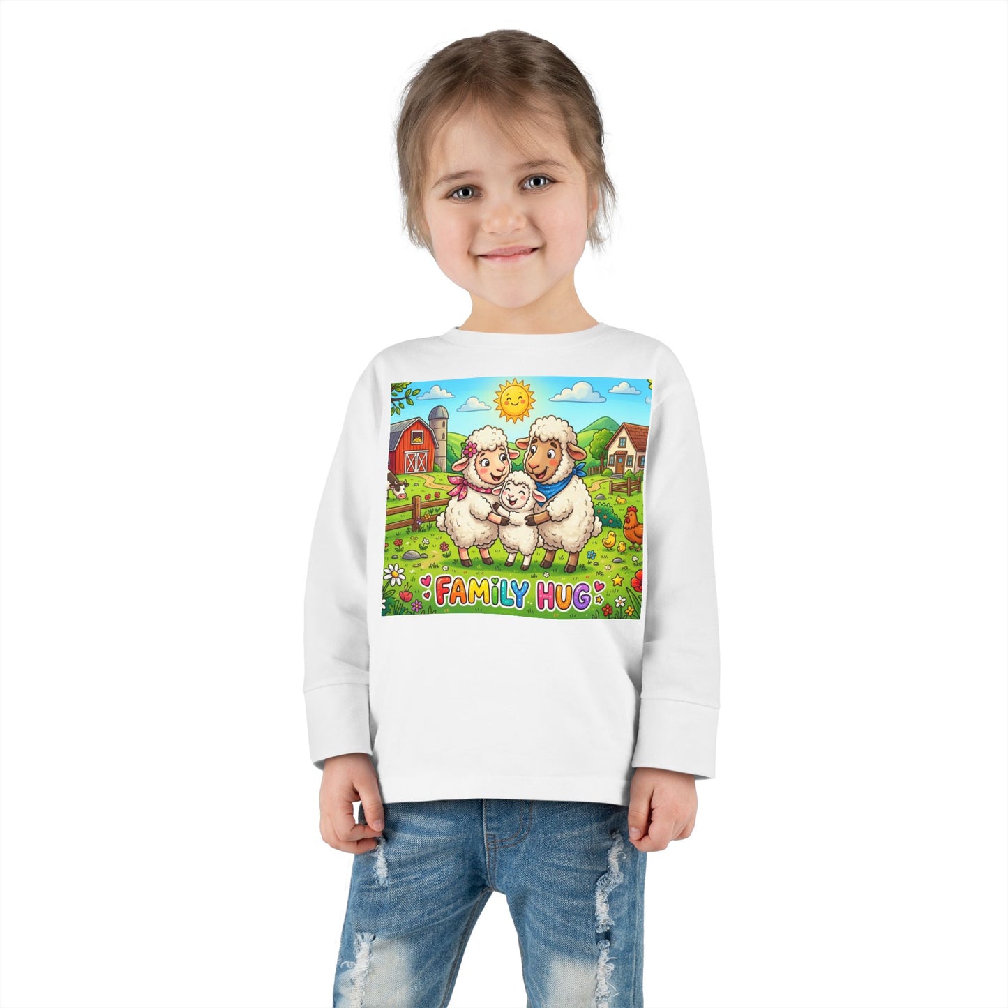 Family Hug Lamb Toddler Long Sleeve Tee
