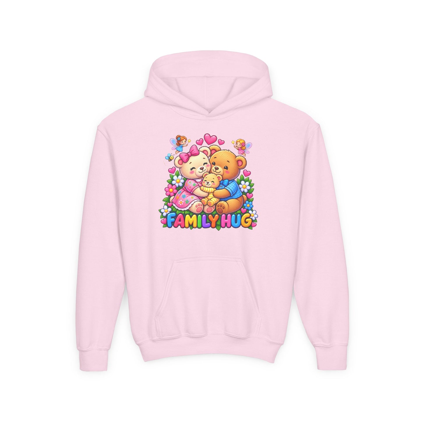 Family Hug Teddy Youth Heavy Blend Hooded Sweatshirt