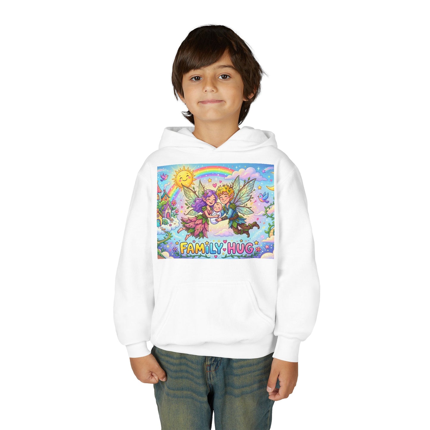 Family Hug Fairy Youth Heavy Blend Hooded Sweatshirt