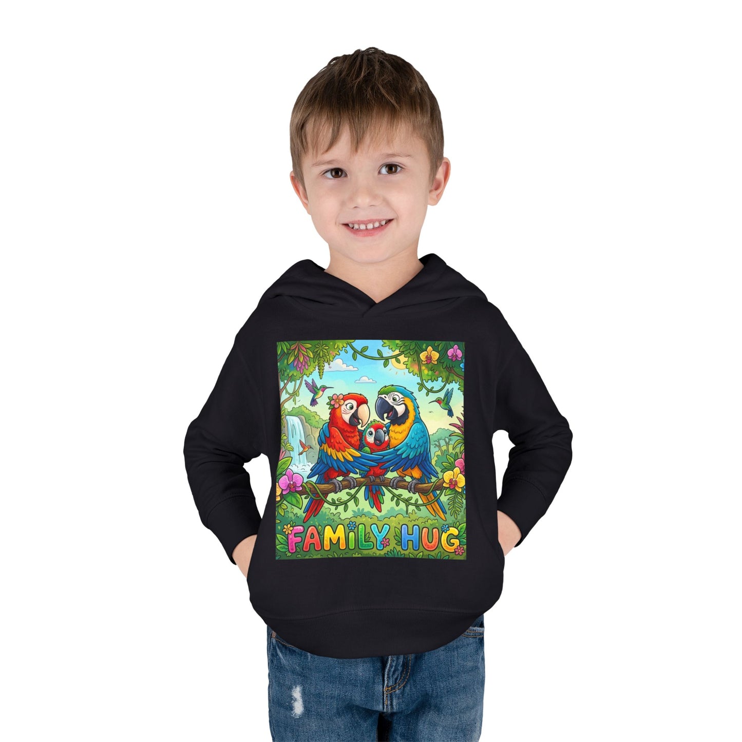 Family Hug Macaw Toddler Pullover Fleece Hoodie