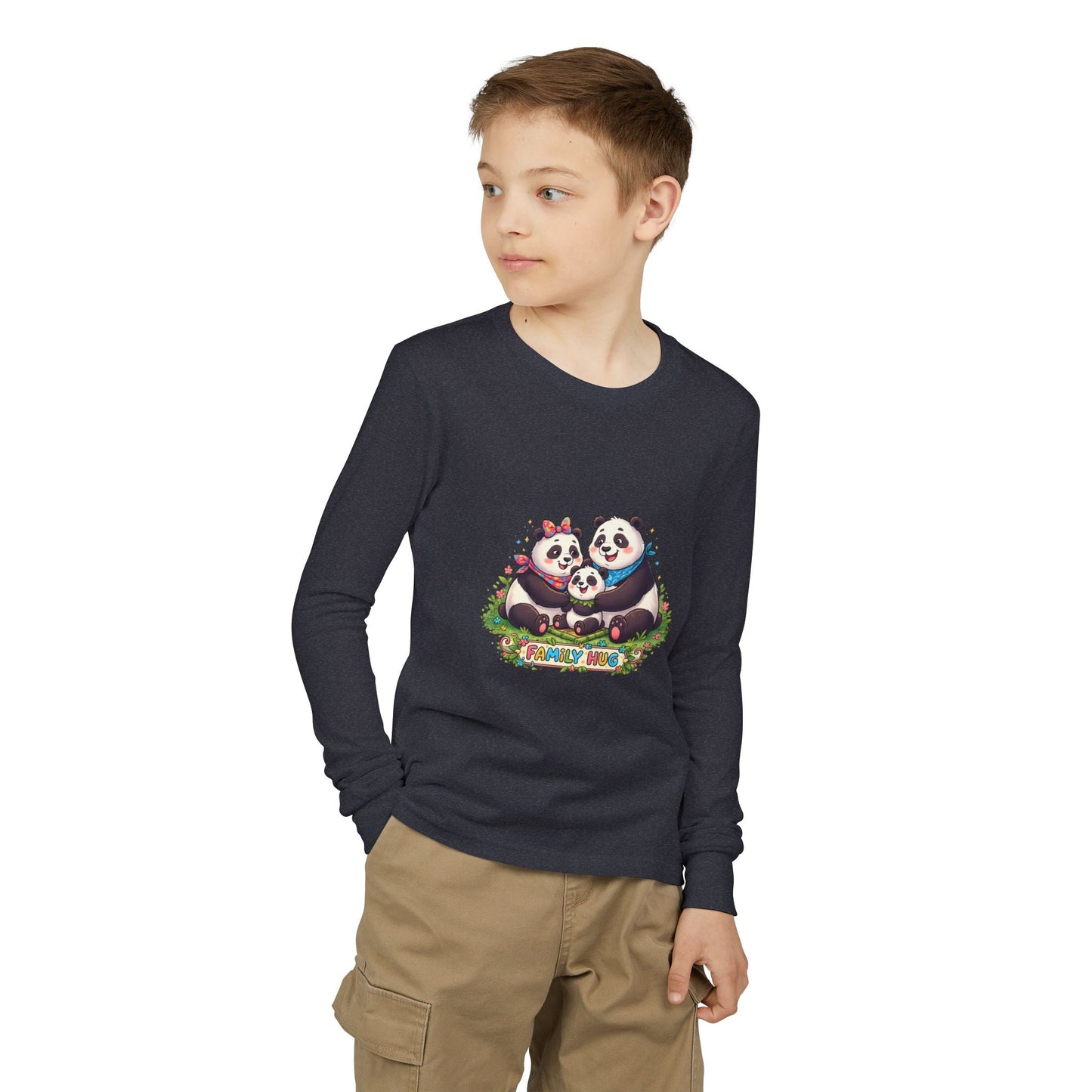 Family Hug Panda Youth Jersey Long Sleeve Tee
