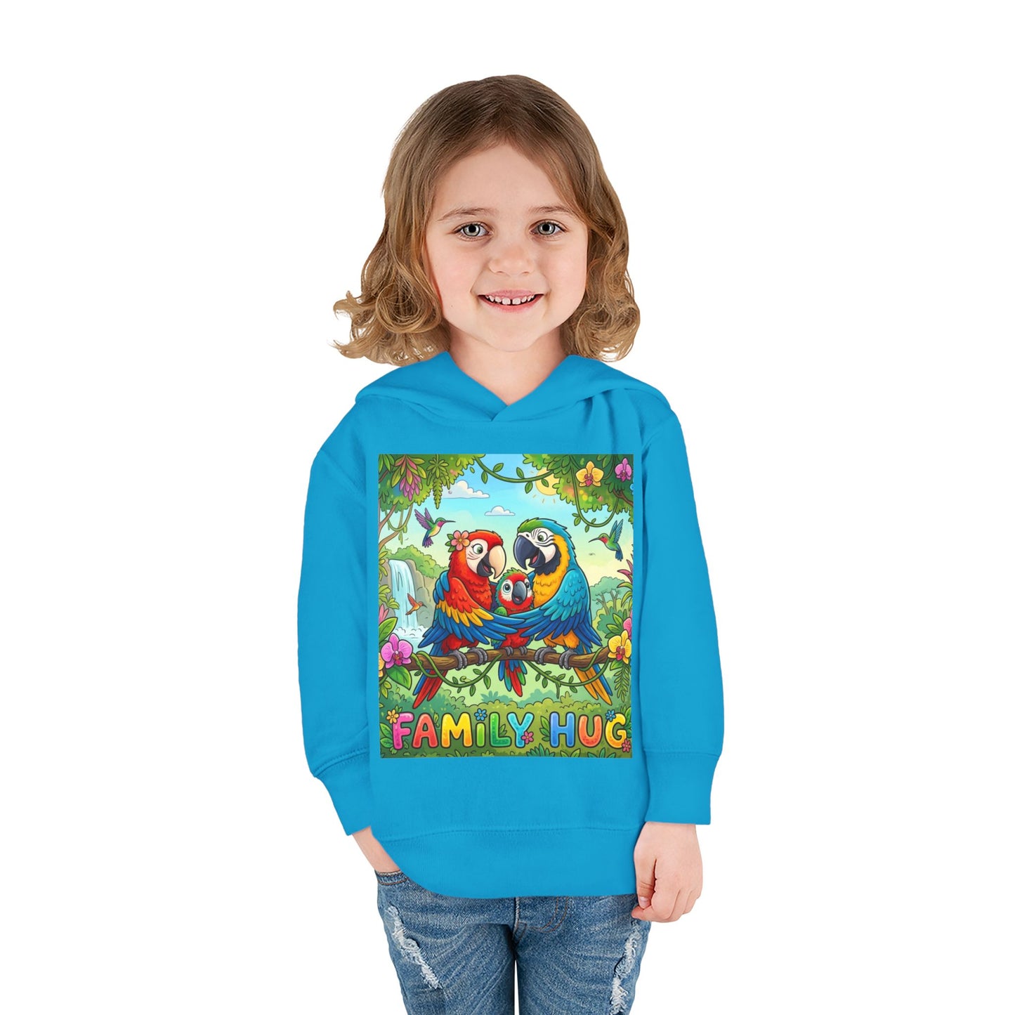 Family Hug Macaw Toddler Pullover Fleece Hoodie