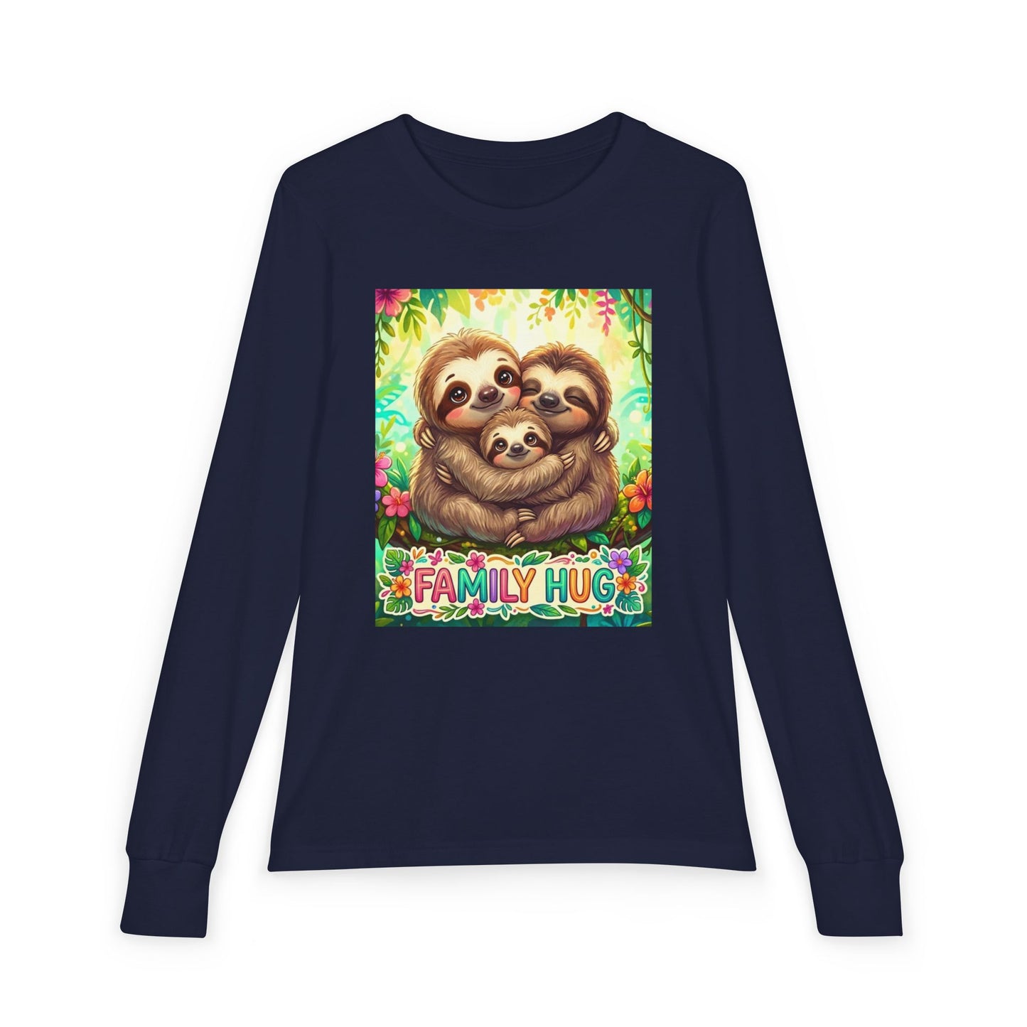 Family Hug Sloth Youth Jersey Long Sleeve Tee
