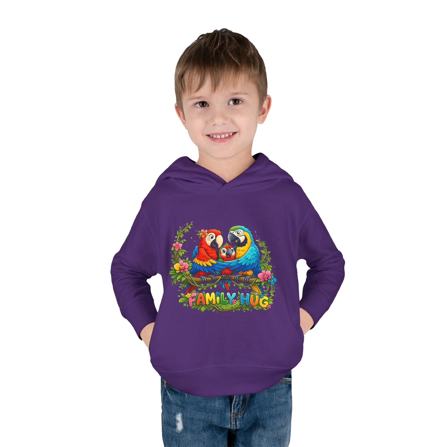Family Hug Macaw Toddler Pullover Fleece Hoodie