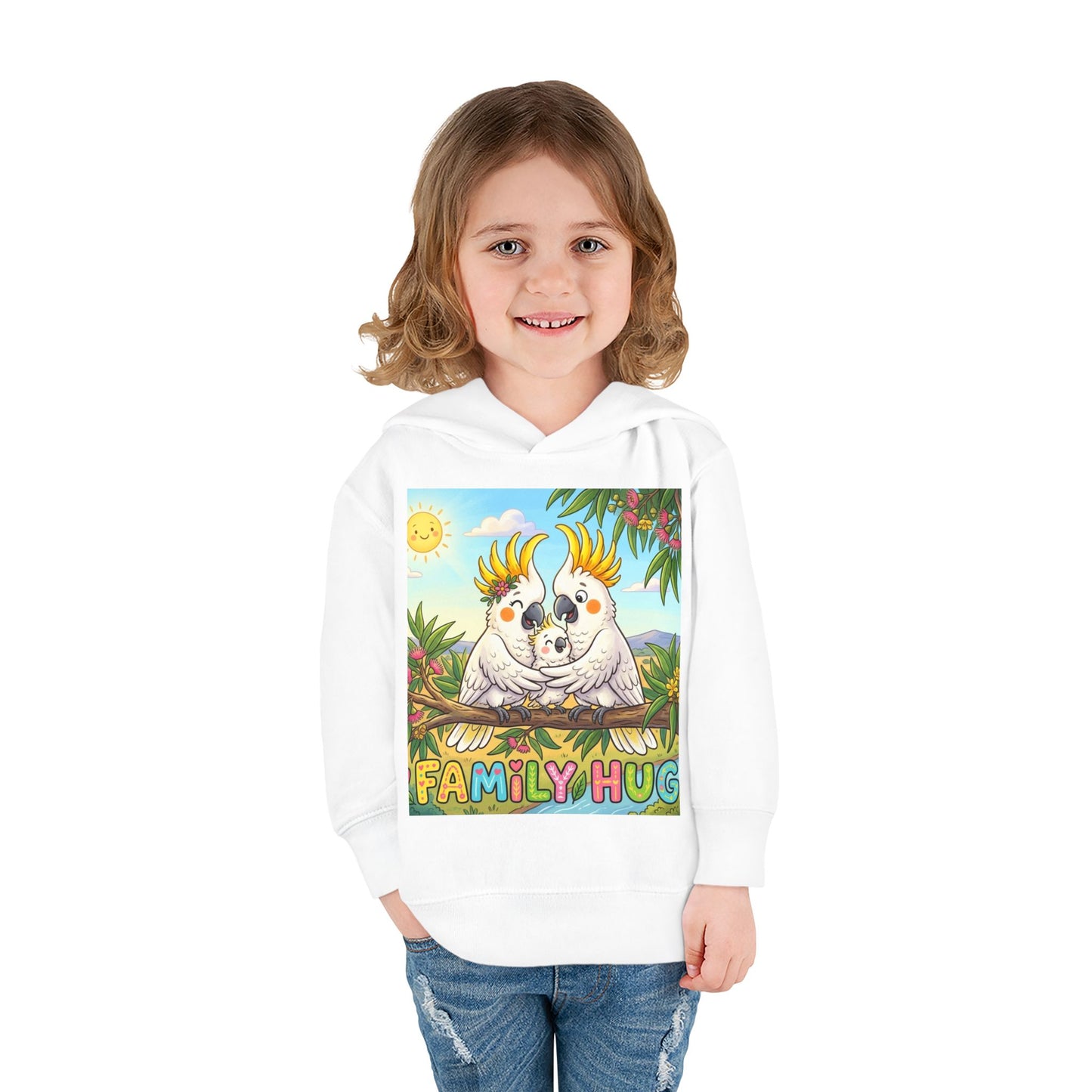 Family Hug Cockatoo Toddler Pullover Fleece Hoodie