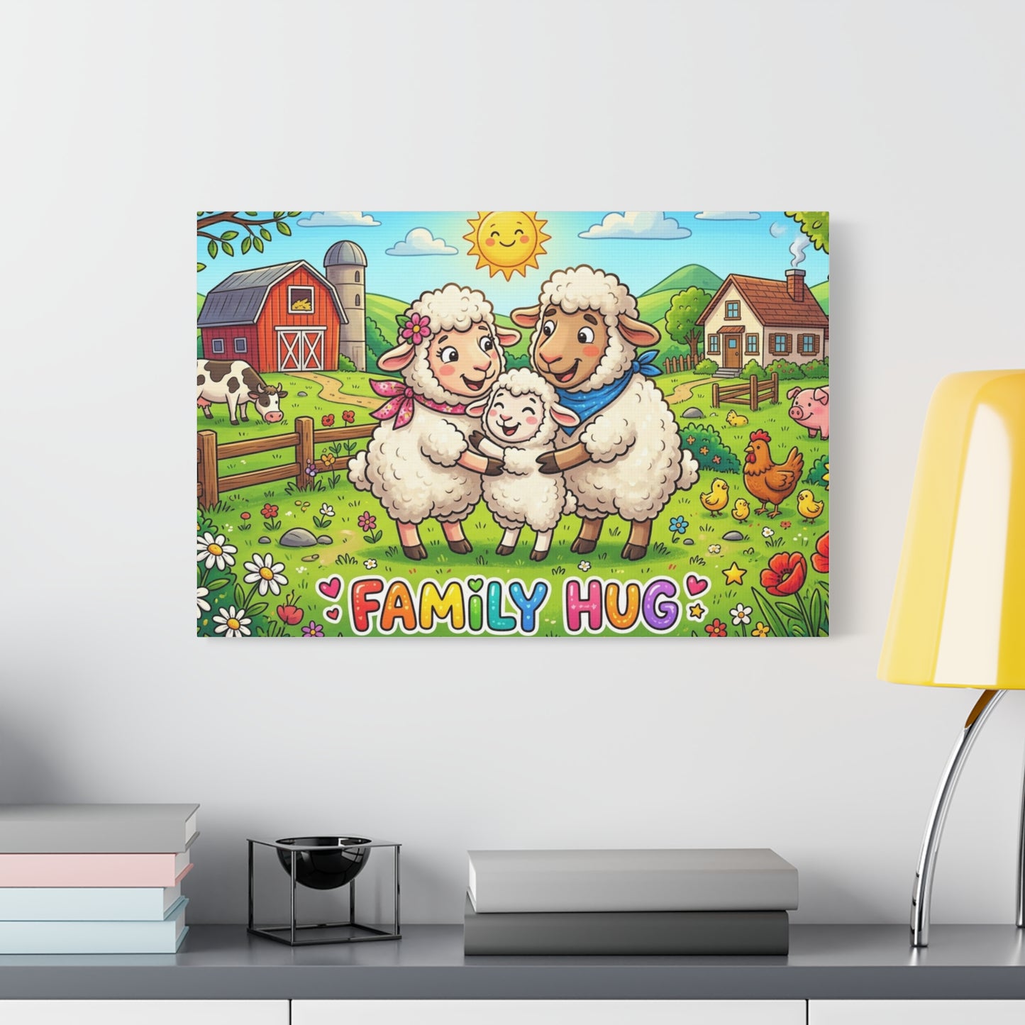 Family Hug Lamb Classic Canvas