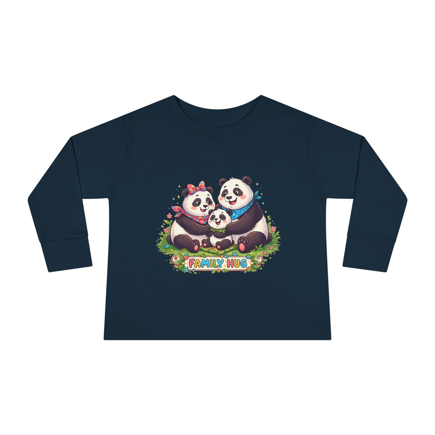 Family Hug Panda Toddler Long Sleeve Tee