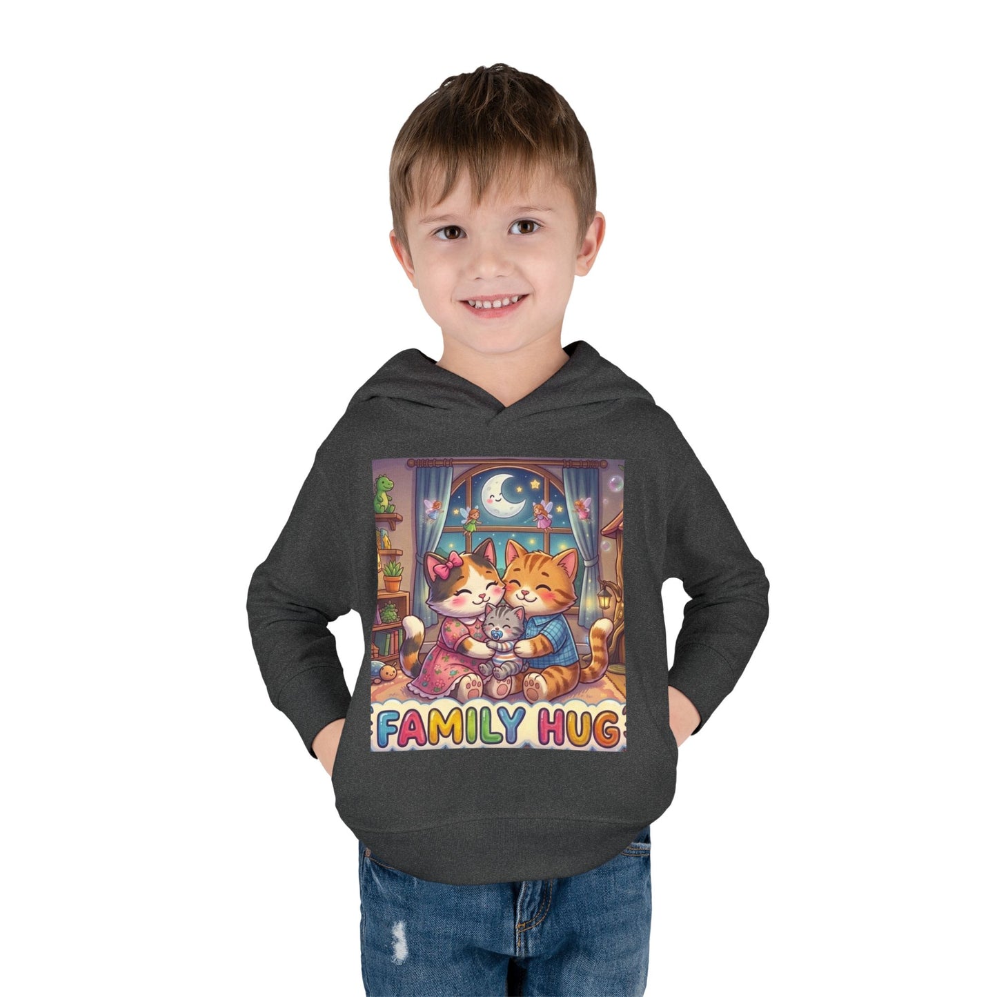 Family Hug Kitten Toddler Pullover Fleece Hoodie