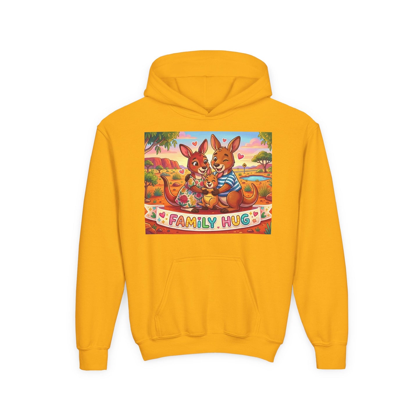 Family Hug Kangaroo Youth Heavy Blend Hooded Sweatshirt