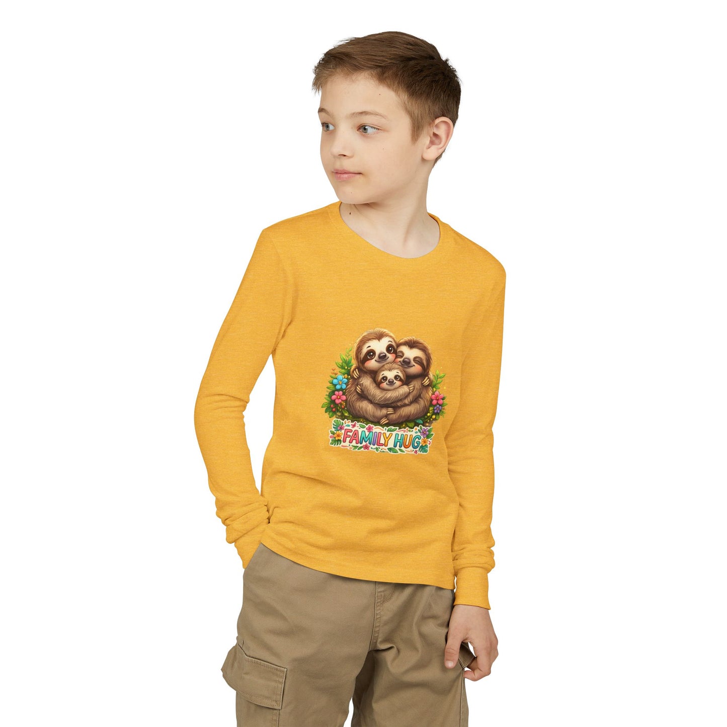 Family Hug Sloth Youth Jersey Long Sleeve Tee
