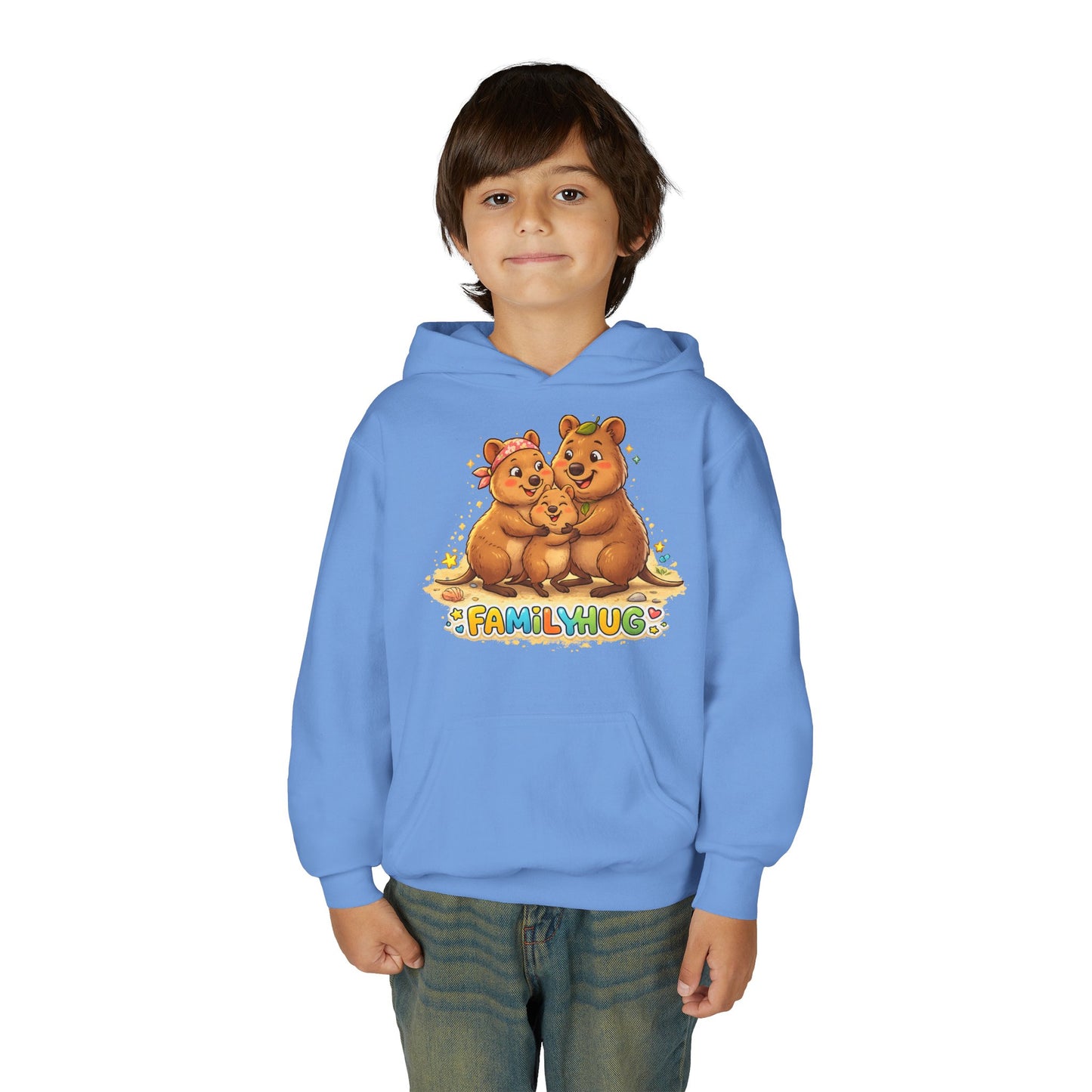 Family Hug Quokka Youth Heavy Blend Hooded Sweatshirt
