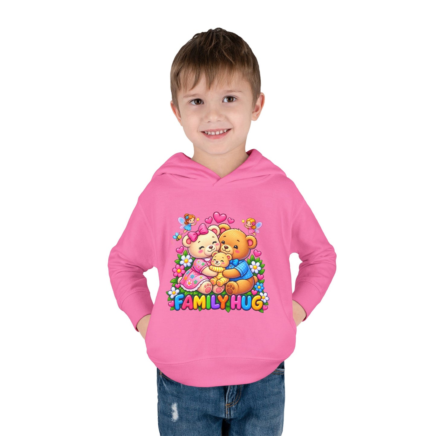 Family Hug Teddy Toddler Pullover Fleece Hoodie