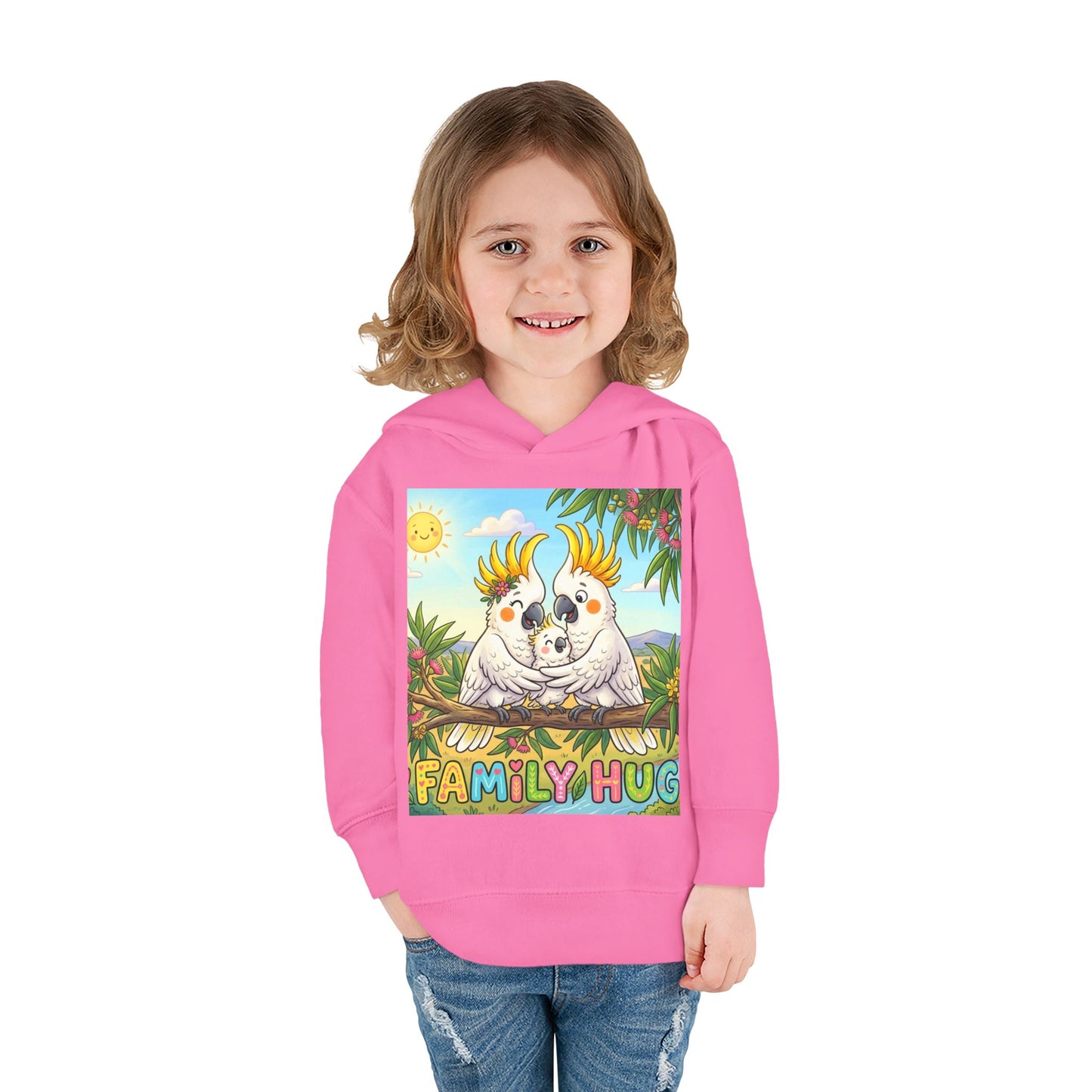 Family Hug Cockatoo Toddler Pullover Fleece Hoodie