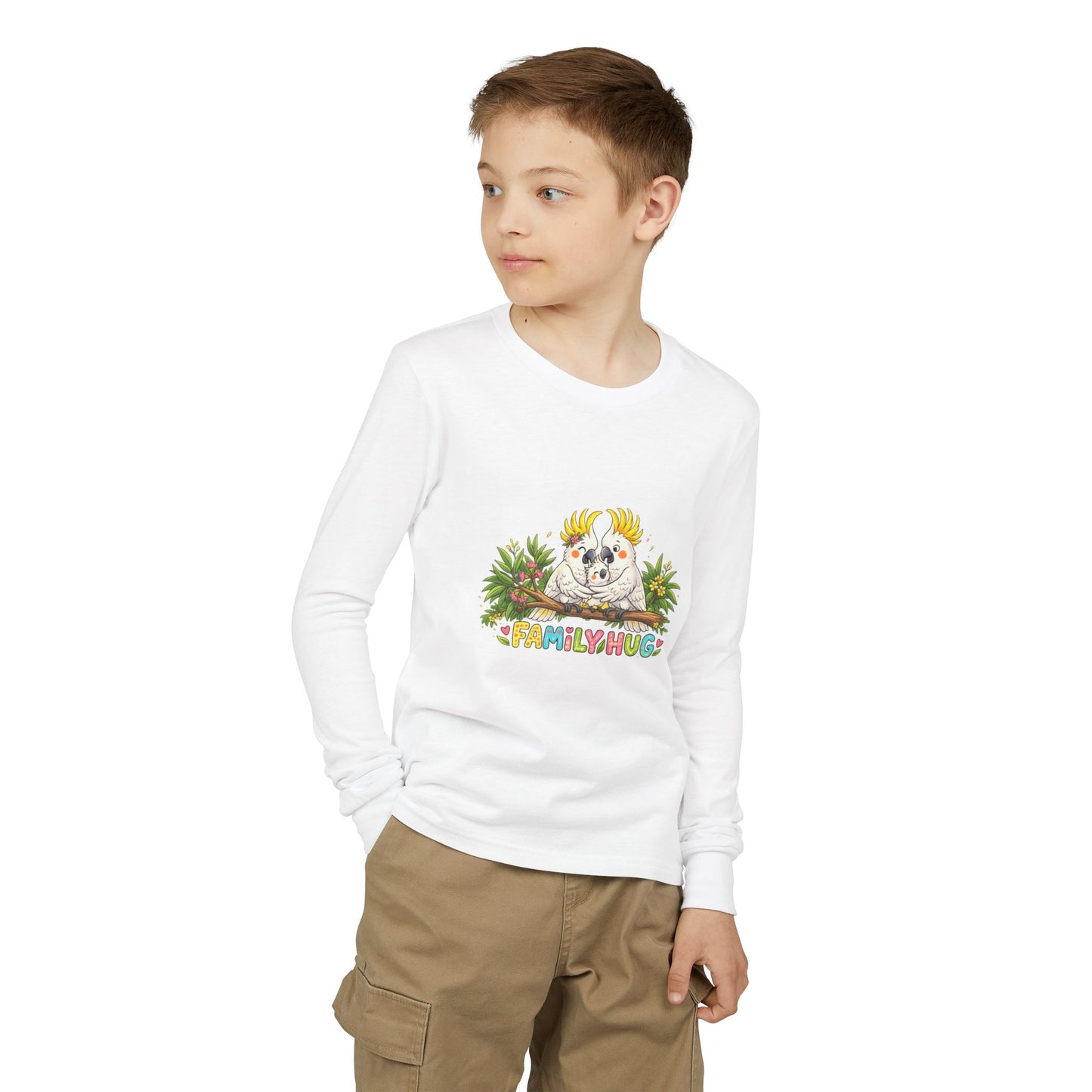 Family Hug Cockatoo Youth Jersey Long Sleeve Tee