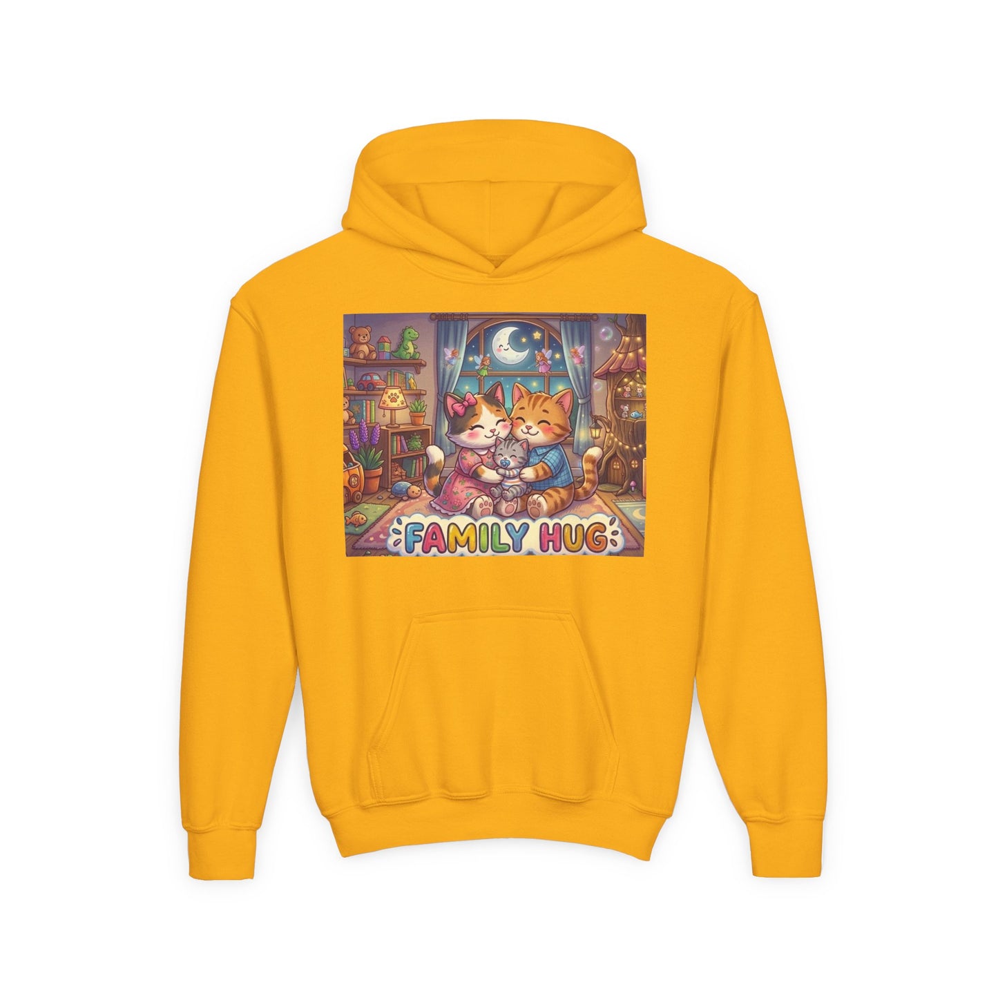 Family Hug Kitten Youth Heavy Blend Hooded Sweatshirt