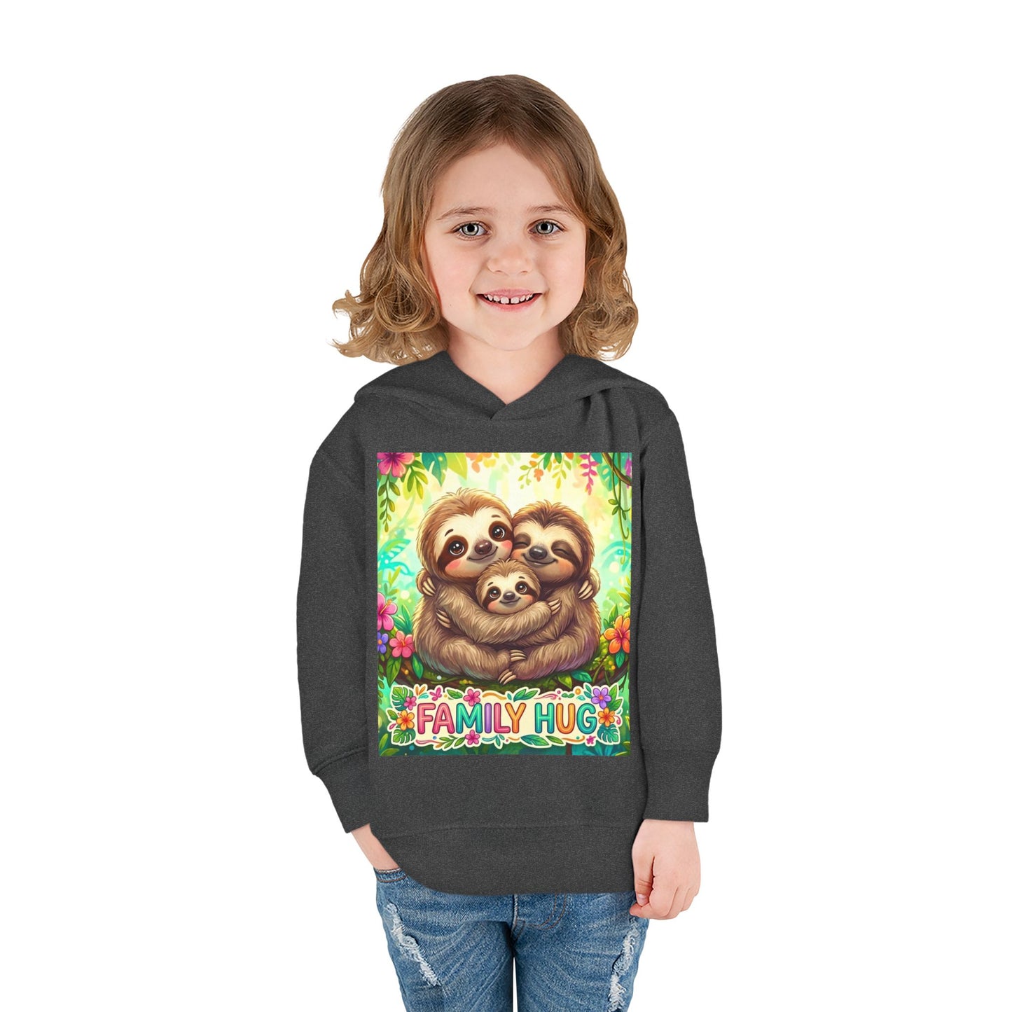 Family Hug Sloth Toddler Pullover Fleece Hoodie