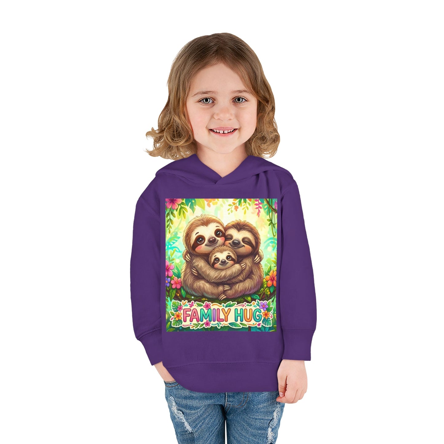 Family Hug Sloth Toddler Pullover Fleece Hoodie