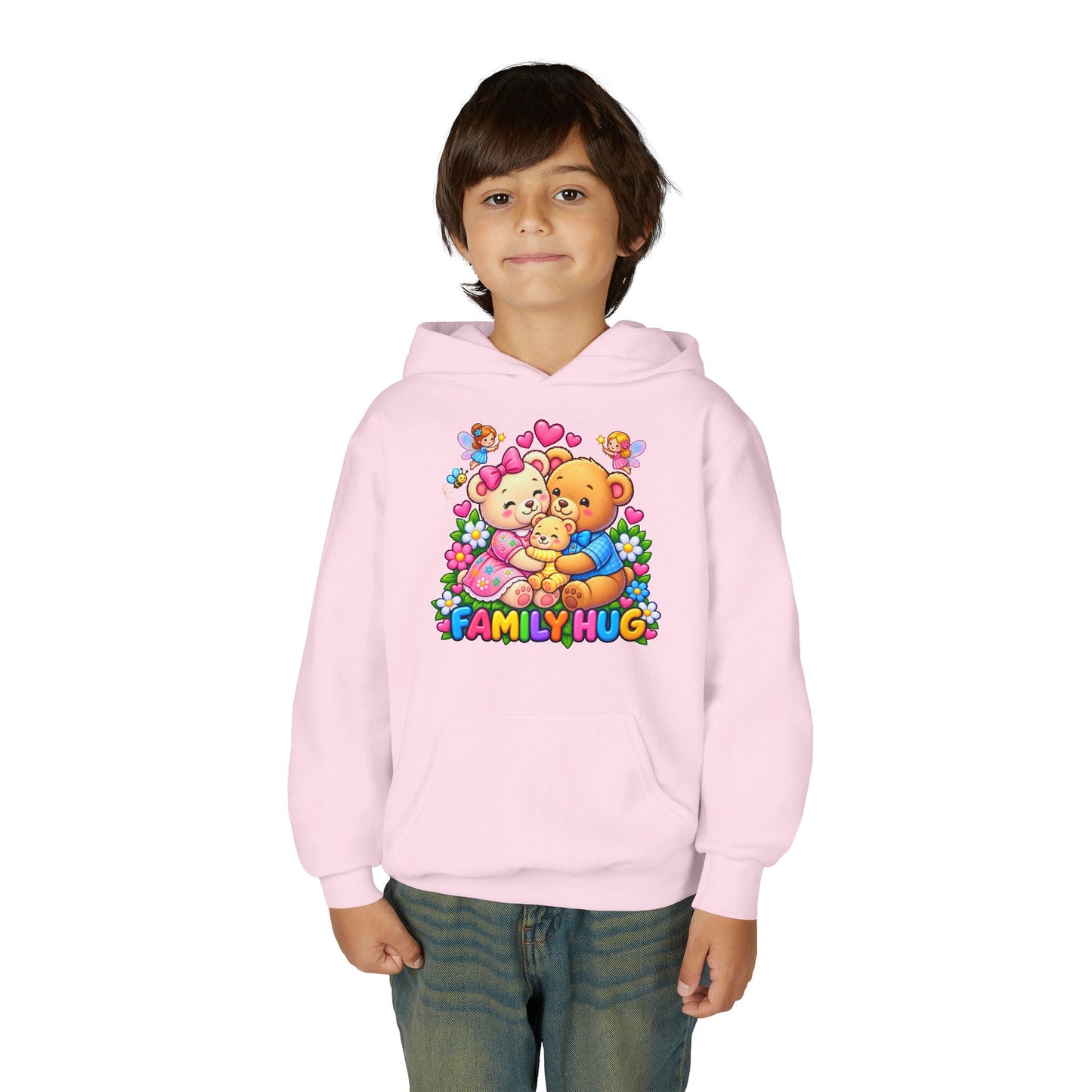 Family Hug Teddy Youth Heavy Blend Hooded Sweatshirt