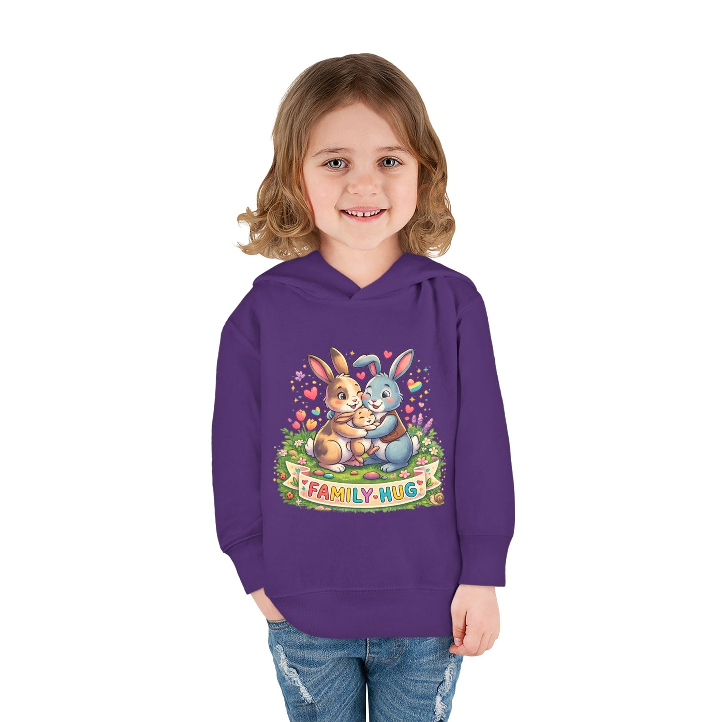 Family Hug Bunny Toddler Pullover Fleece Hoodie