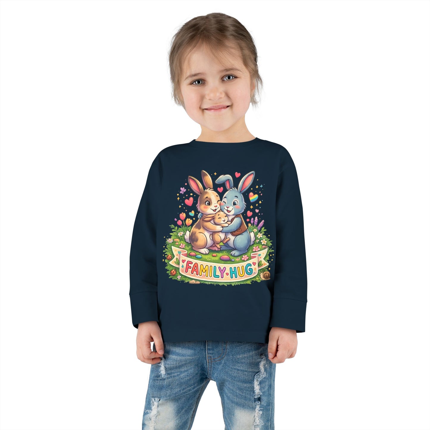 Family Hug Bunny Toddler Long Sleeve Tee