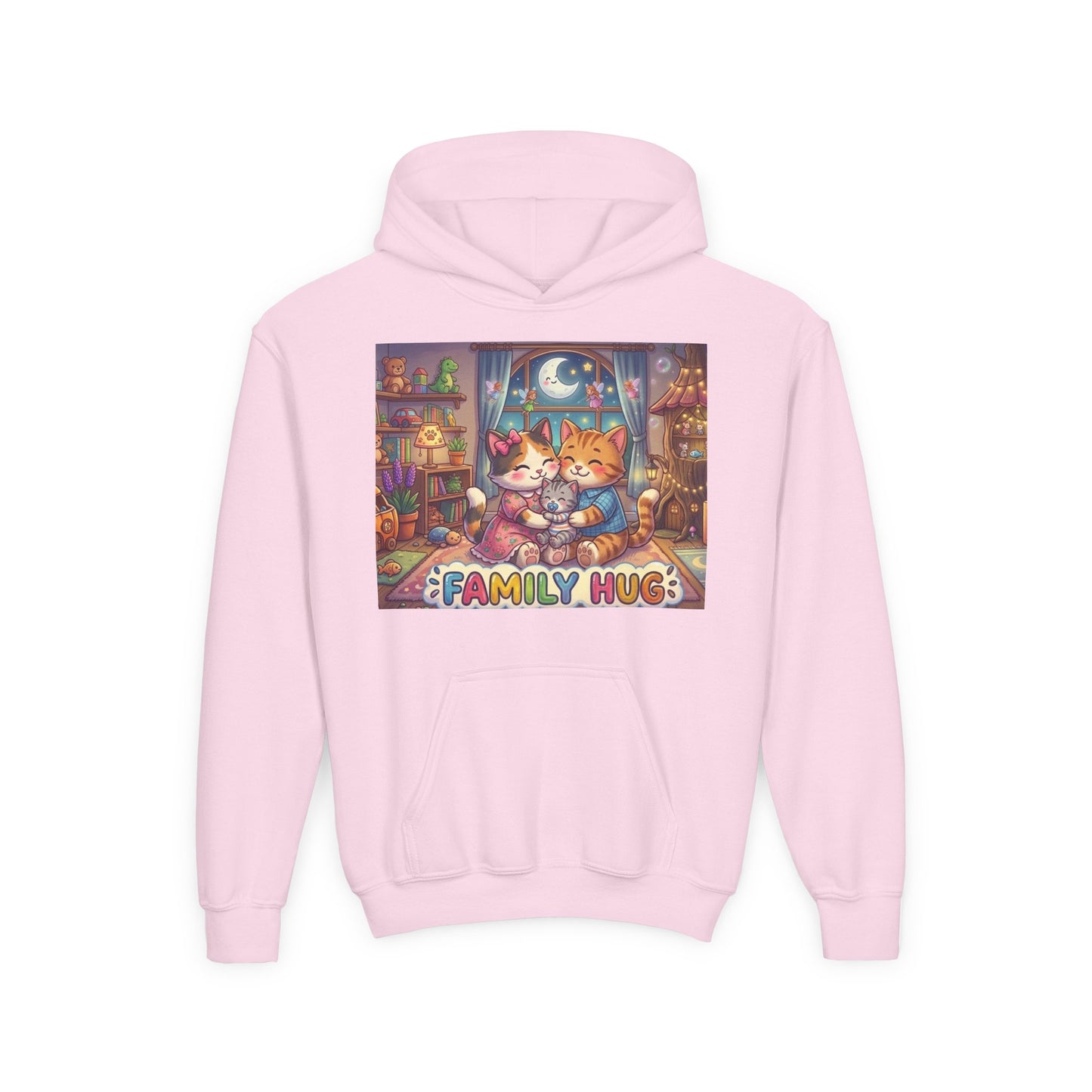 Family Hug Kitten Youth Heavy Blend Hooded Sweatshirt