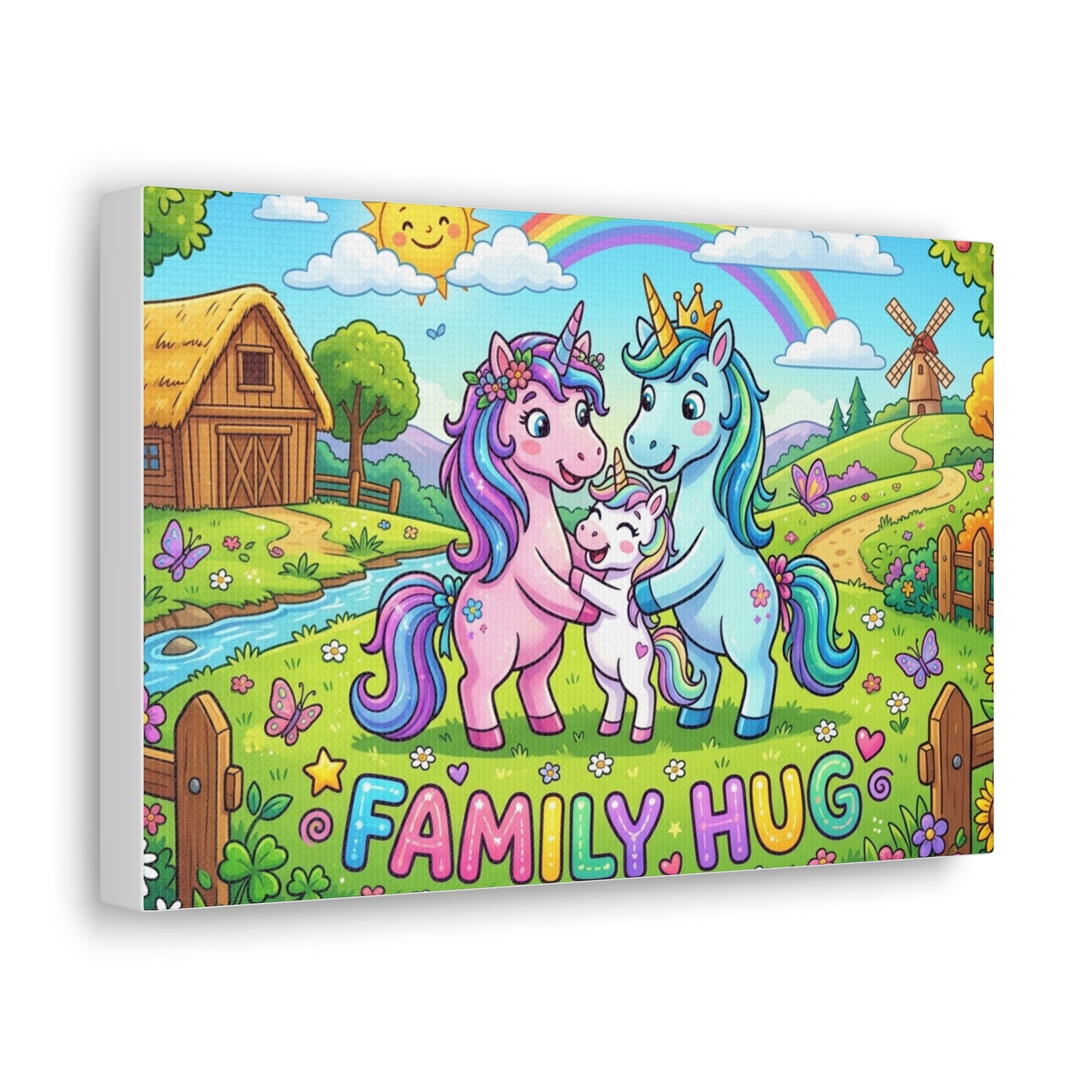 Family Hug Unicorn Classic Canvas