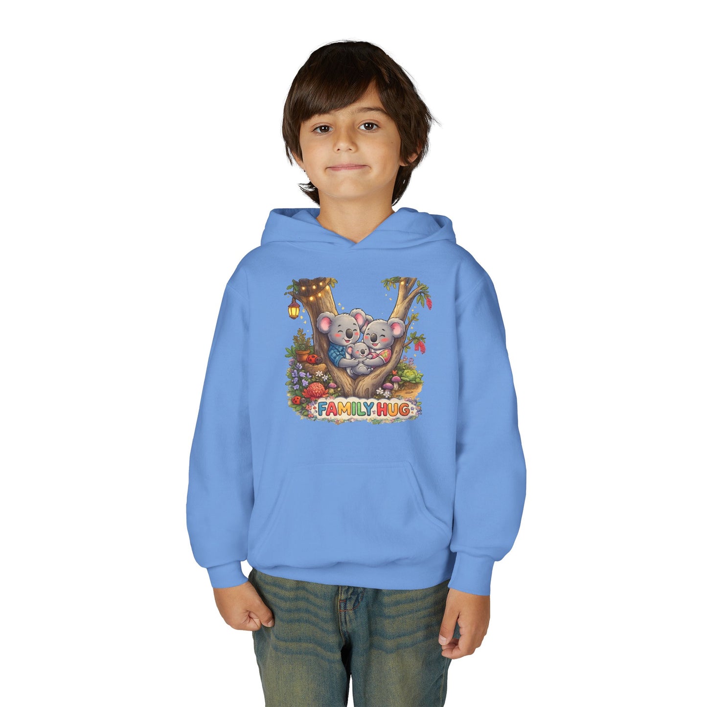 Family Hug Koala Youth Heavy Blend Hooded Sweatshirt