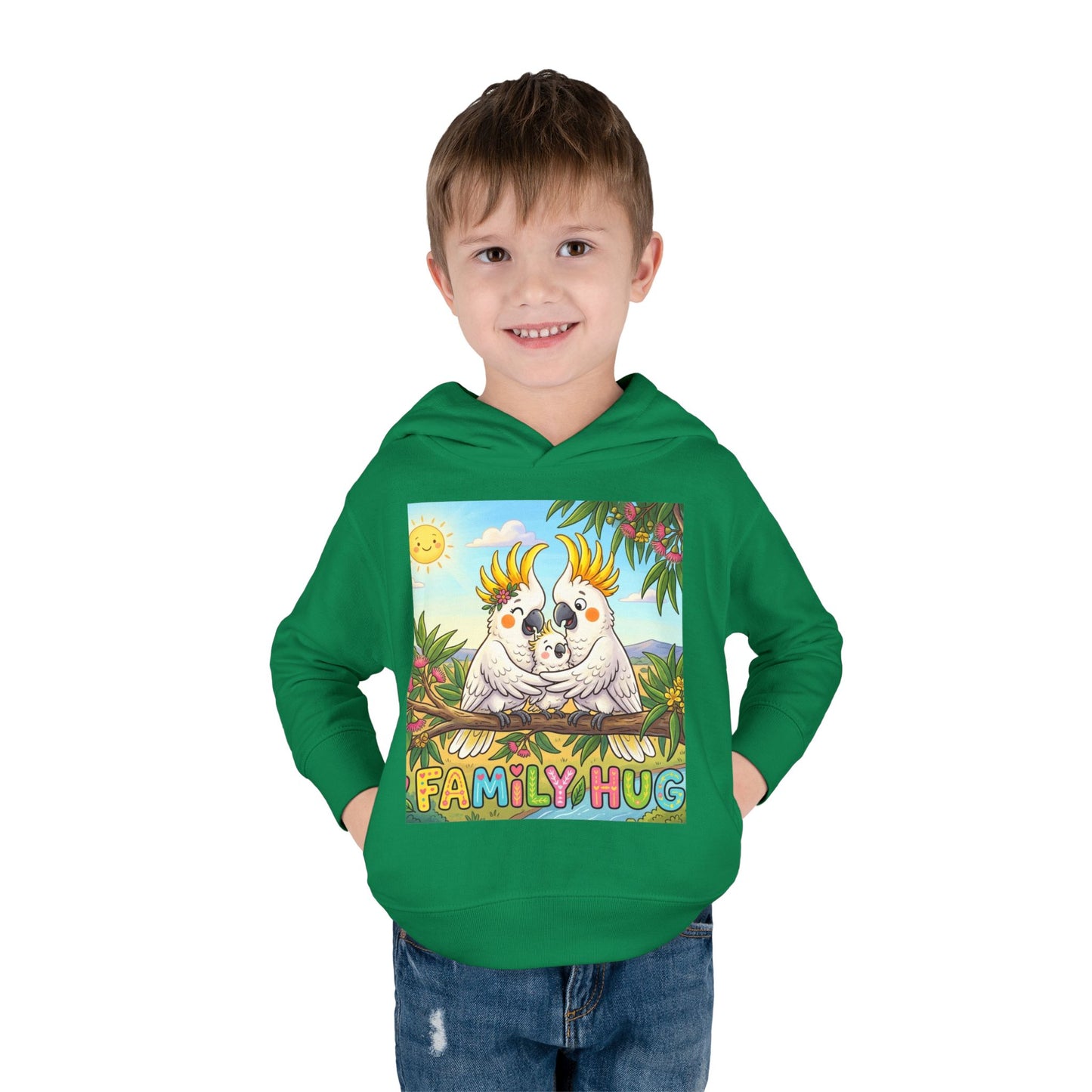 Family Hug Cockatoo Toddler Pullover Fleece Hoodie