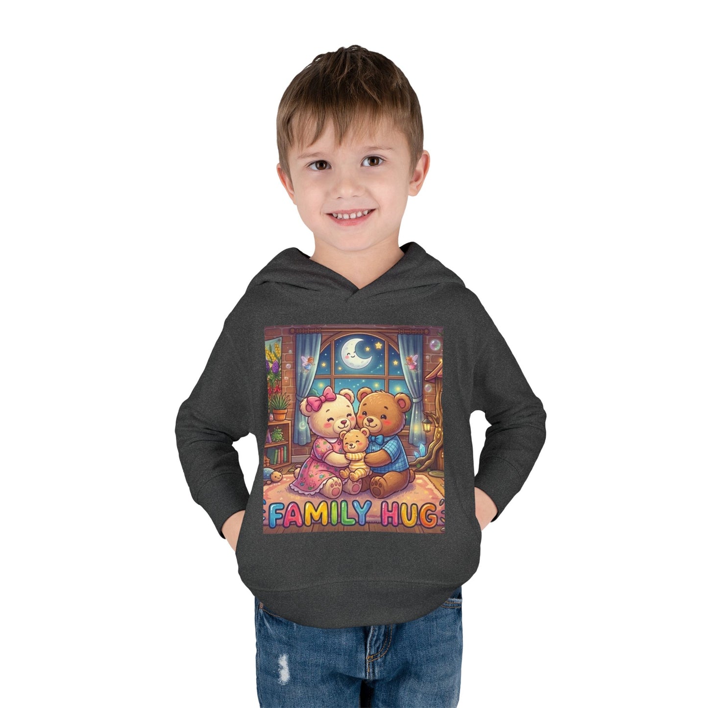 Family Hug Teddy Toddler Pullover Fleece Hoodie