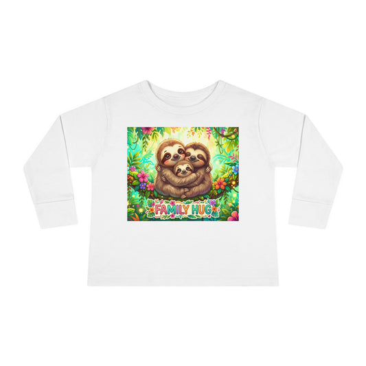 Family Hug Sloth Toddler Long Sleeve Tee