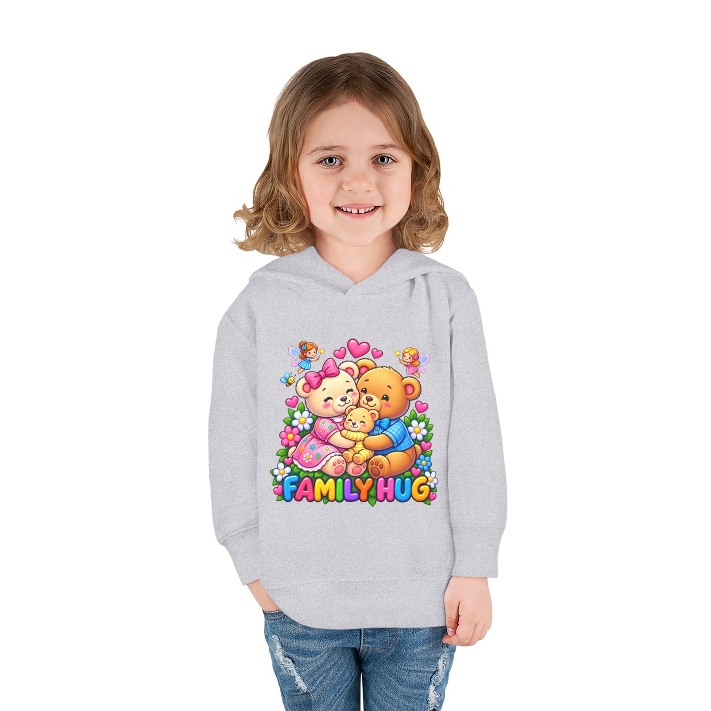 Family Hug Teddy Toddler Pullover Fleece Hoodie