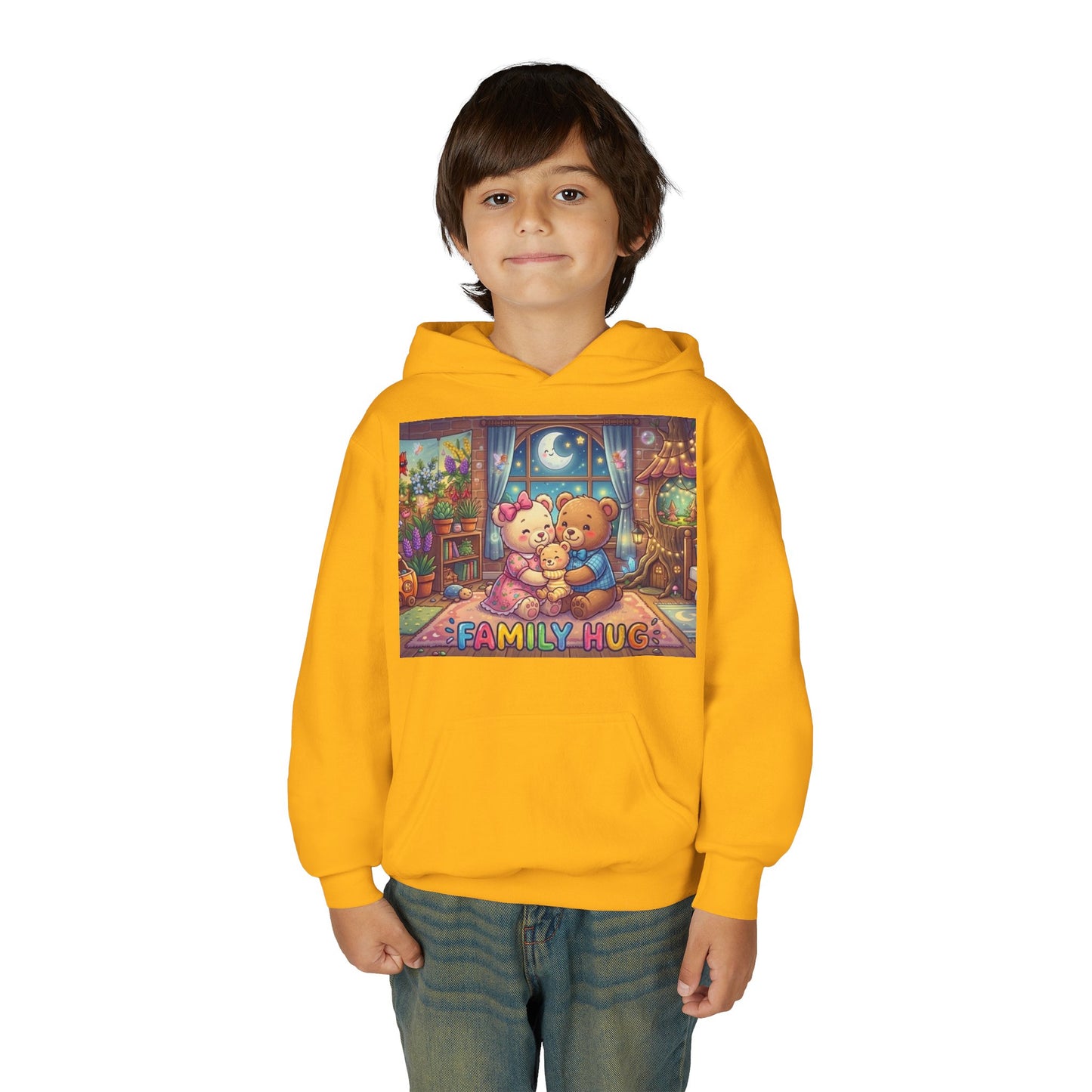 Family Hug Teddy Youth Heavy Blend Hooded Sweatshirt