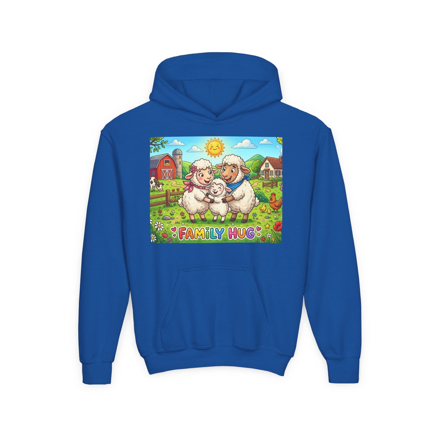 Family Hug Lamb Youth Heavy Blend Hooded Sweatshirt