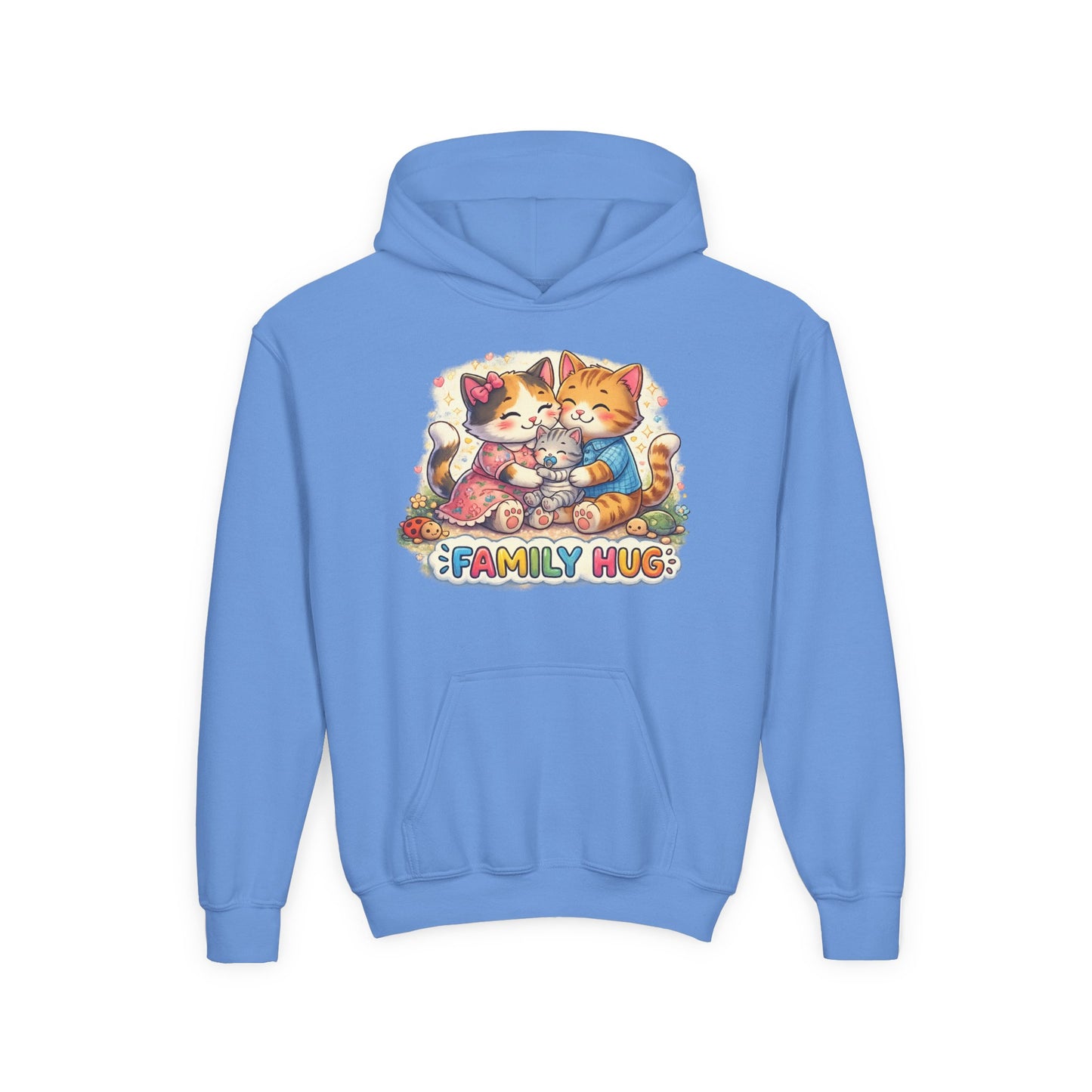 Family Hug Kitten Youth Heavy Blend Hooded Sweatshirt