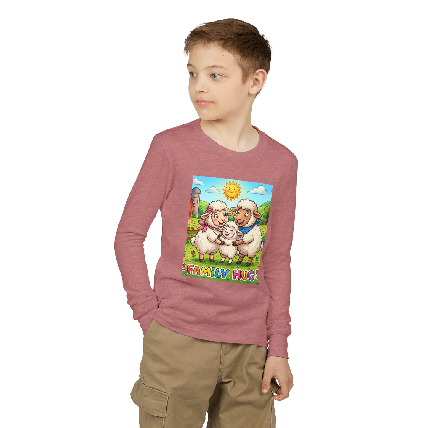 Family Hug Lamb Youth Jersey Long Sleeve Tee