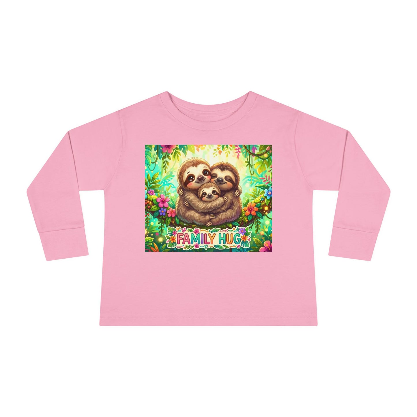 Family Hug Sloth Toddler Long Sleeve Tee