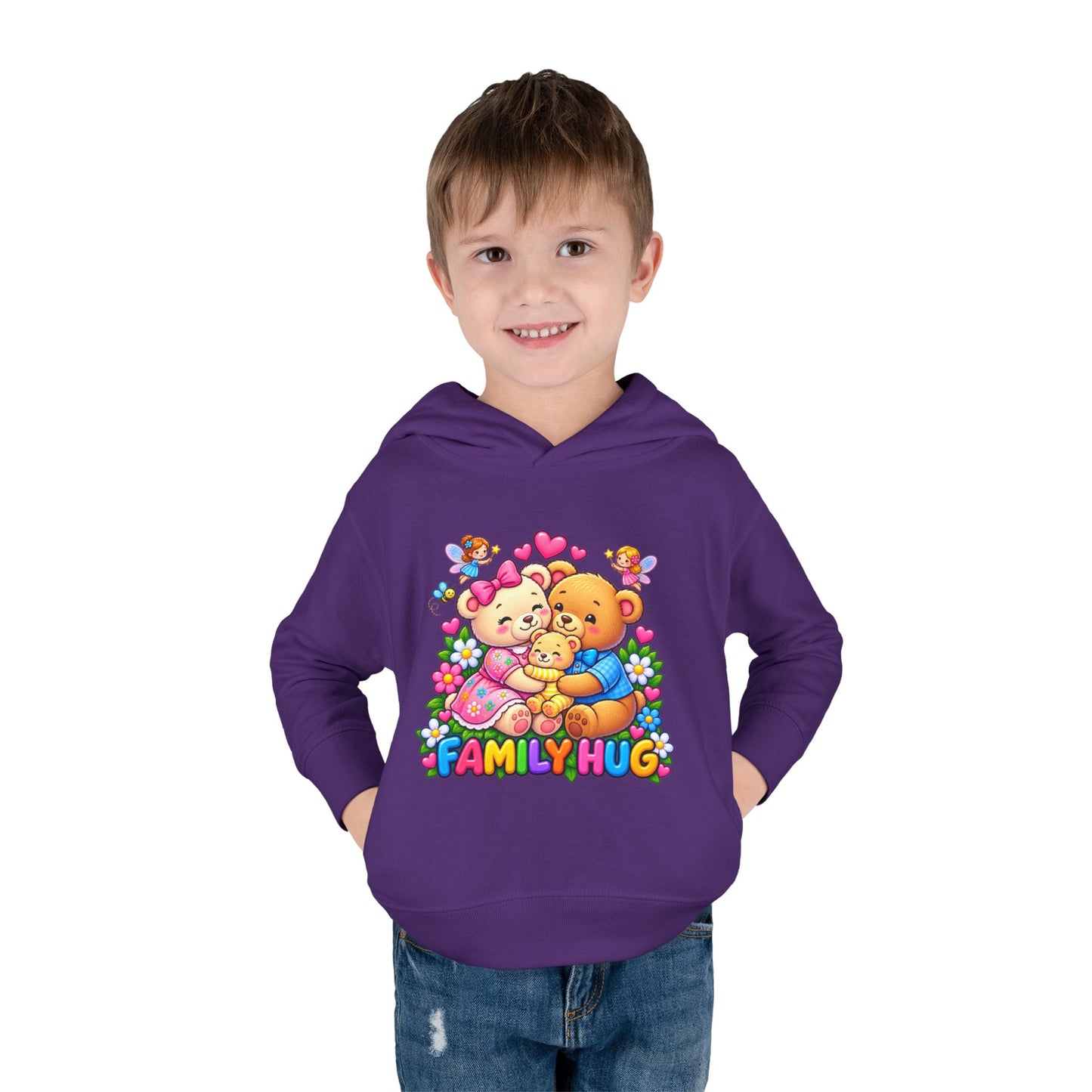 Family Hug Teddy Toddler Pullover Fleece Hoodie