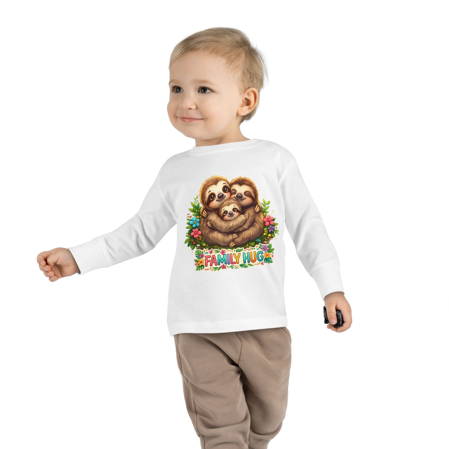 Family Hug Sloth Toddler Long Sleeve Tee